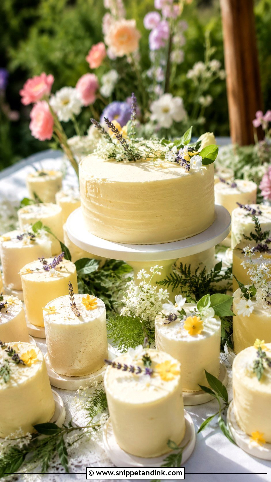 Garden Wedding Cake With Mini Cakes - Snippet and Ink - 25 Wedding Cake with Mini Cakes