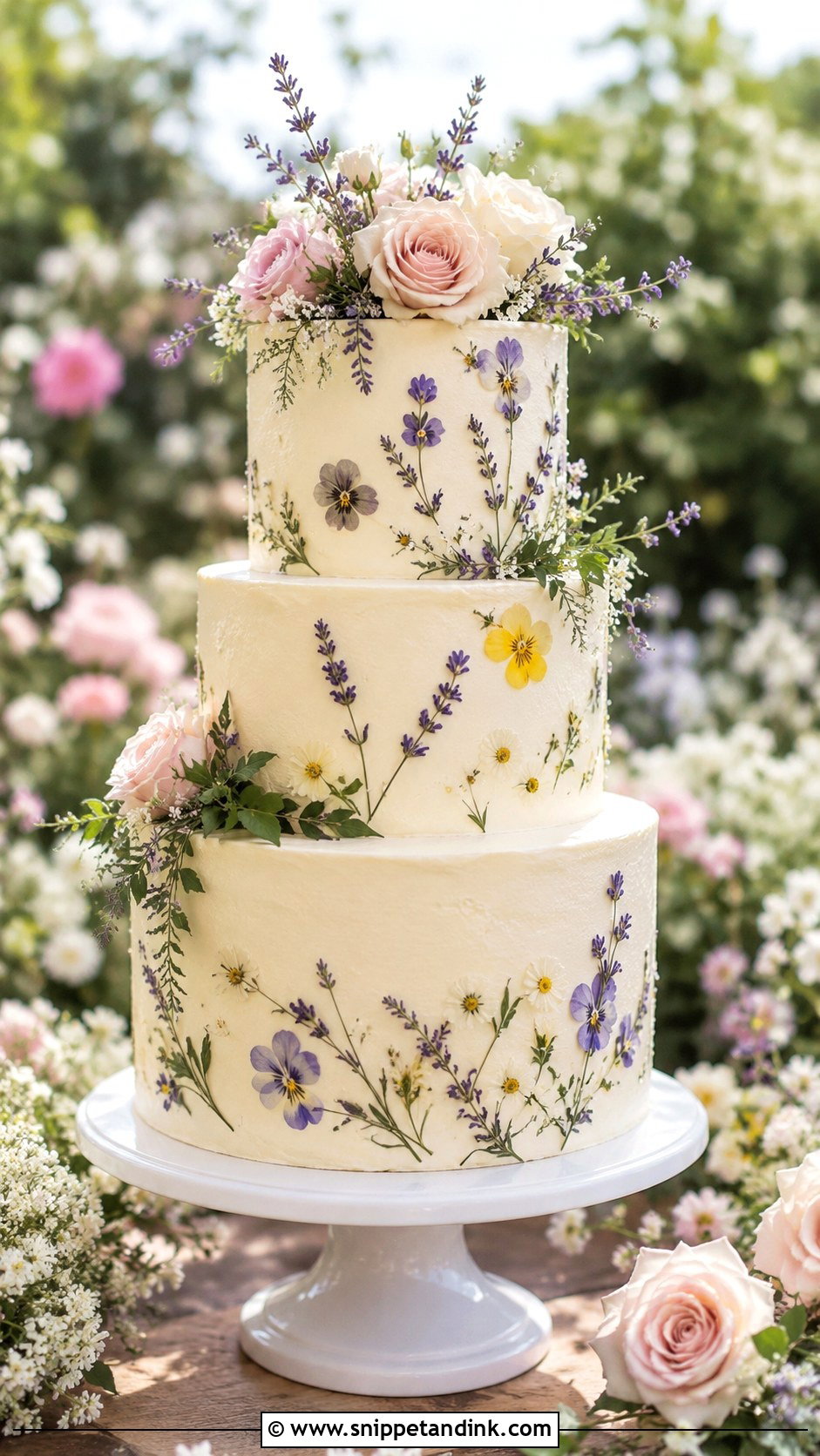Garden Wedding Cake on Pedestal - Snippet and Ink - 20 Wedding Cake Ideas on Pedestals