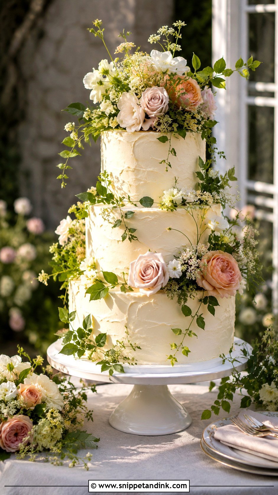 Garden Wedding Cake - Snippet and Ink - 20 Aesthetic Floral Cake Ideas for Wedding