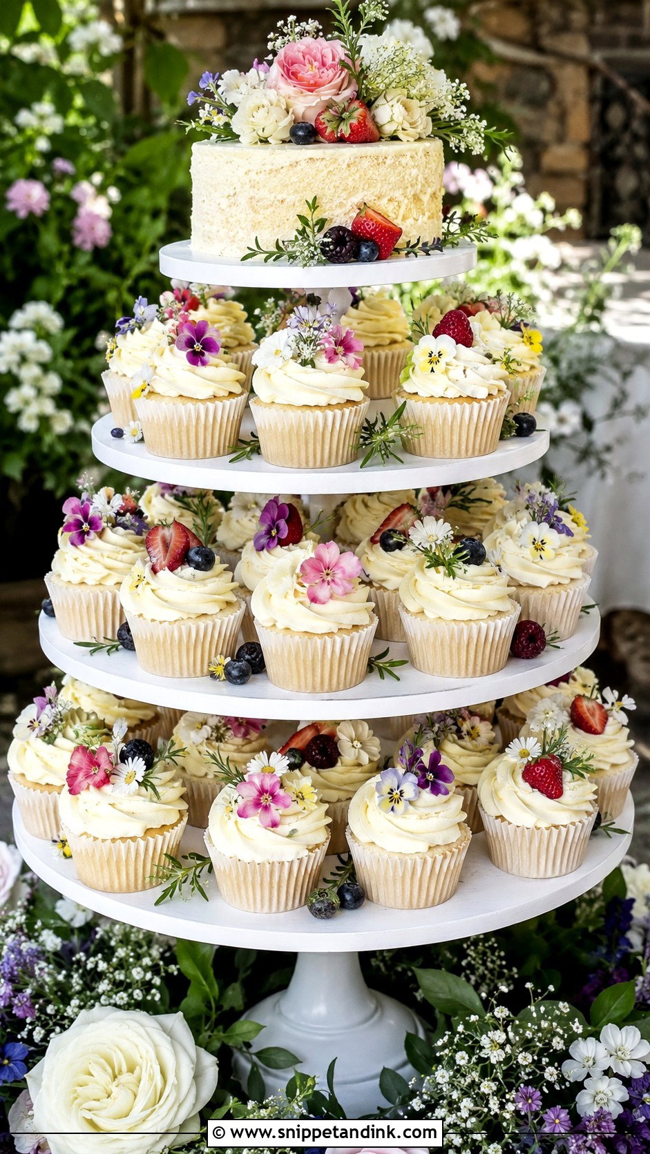 Garden Wedding Cupcake Cake - Snippet and Ink - 20 Large Cupcake Cakes for Wedding