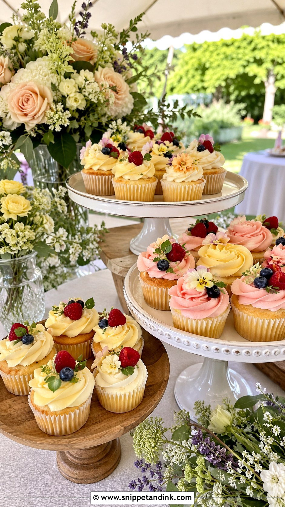 Garden Wedding Cupcake Table - Snippet and Ink - 20 Wedding Cake Cupcakes Display Ideas