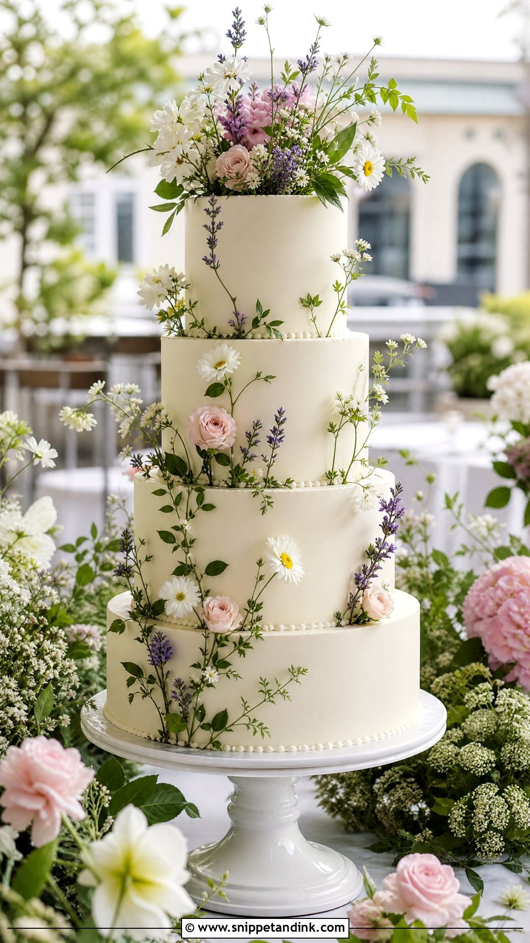 Garden Wildflower Wedding Cake - Snippet and Ink - 20 Wildflower Cakes for Wedding