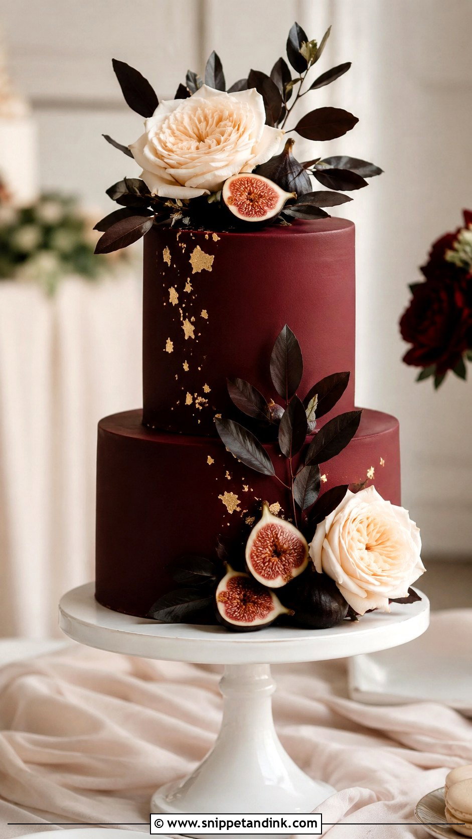 Garnet Red Wedding Cake - Snippet and Ink - 20 Jewel Tone Wedding Cake Ideas