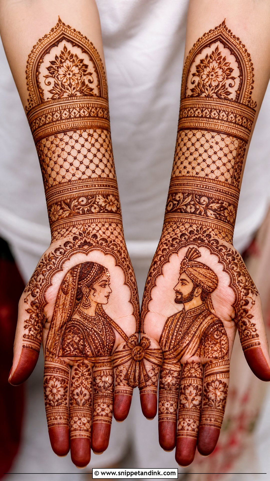Gathbandhan Mehndi Design With Bride And Groom - Snippet and Ink - 25 Gathbandhan Mehndi Design Ideas