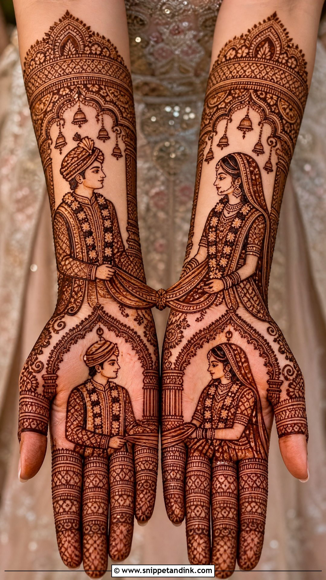 Gathbandhan Mehndi Design With Dulha Dulhan - Snippet and Ink - 25 Gathbandhan Mehndi Design Ideas