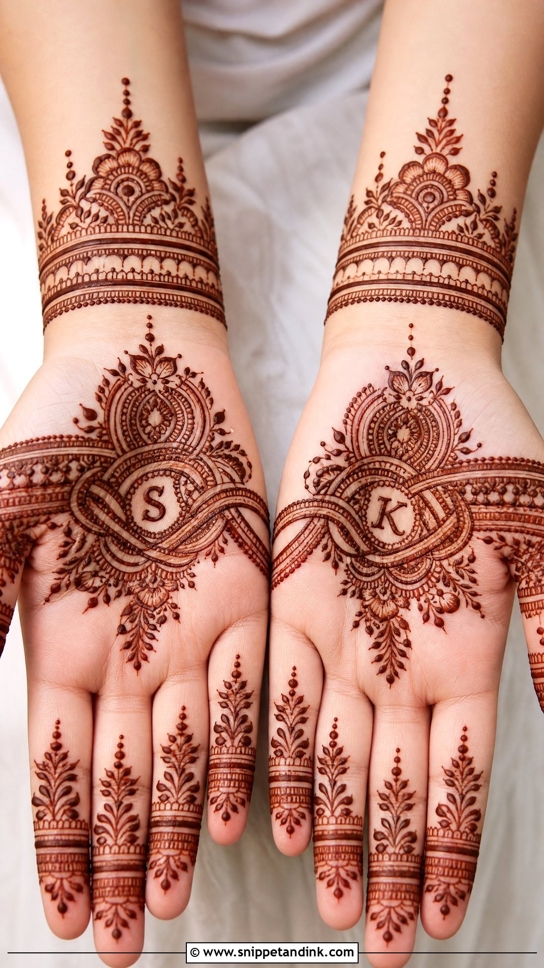 Gathbandhan Mehndi Design With Initials - Snippet and Ink - 25 Gathbandhan Mehndi Design Ideas