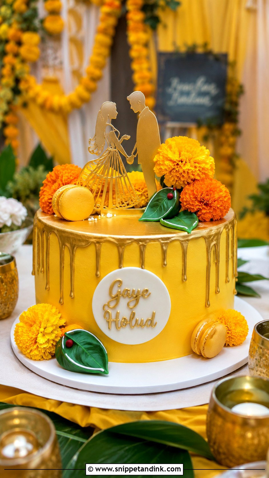 Gaye Holud Drip Cake - Snippet and Ink - 20 Gaye Holud Cake Design Ideas
