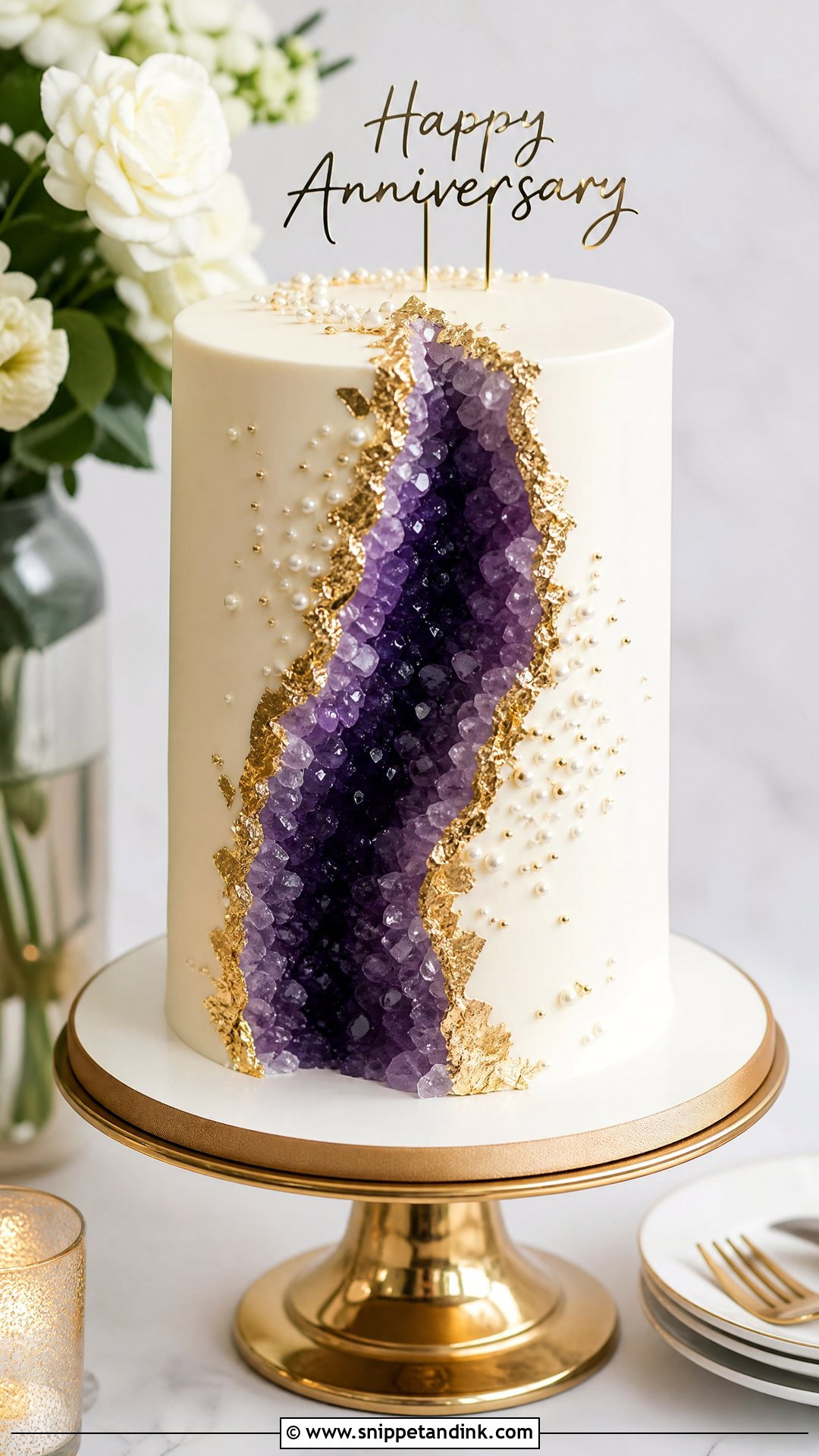 Geode Anniversary Cake - Snippet and Ink - 30 Marriage Anniversary Cake Design Ideas