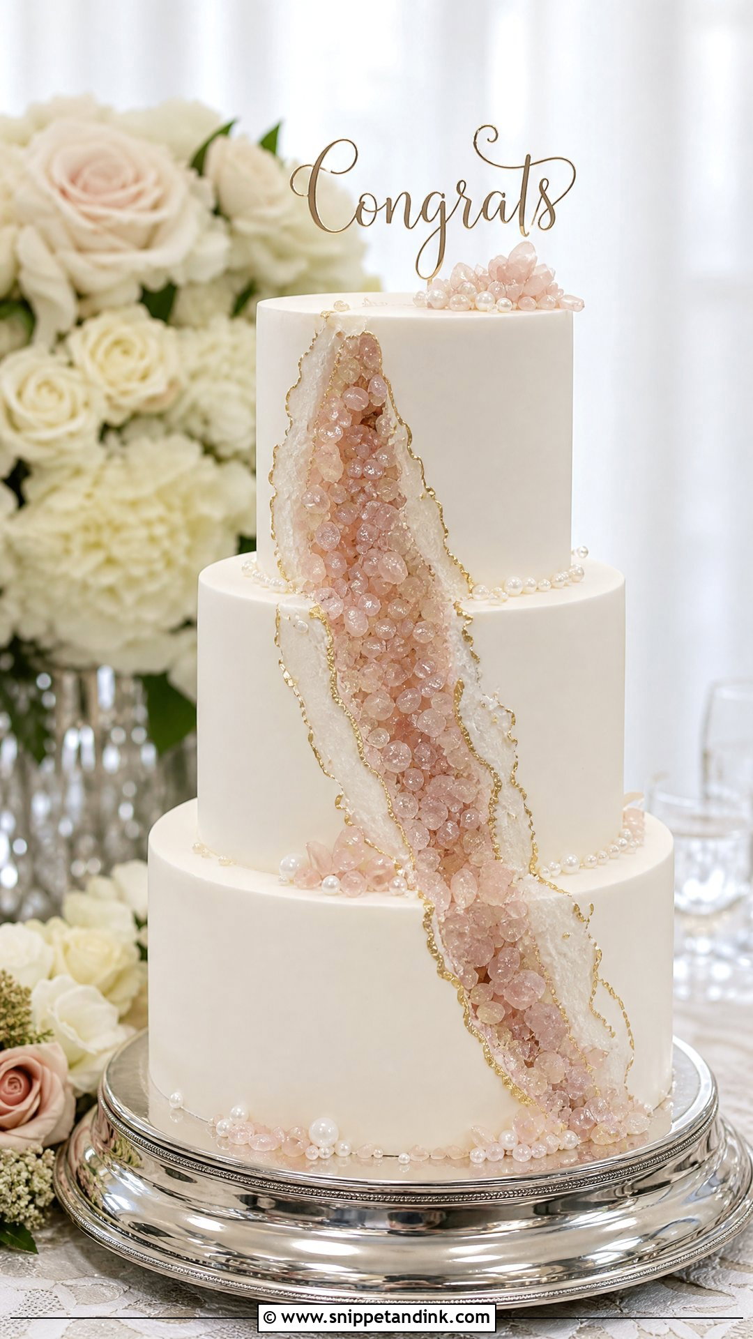 Geode Wedding Congrats Cake - Snippet and Ink - 30 Congrats Cake Ideas for Wedding