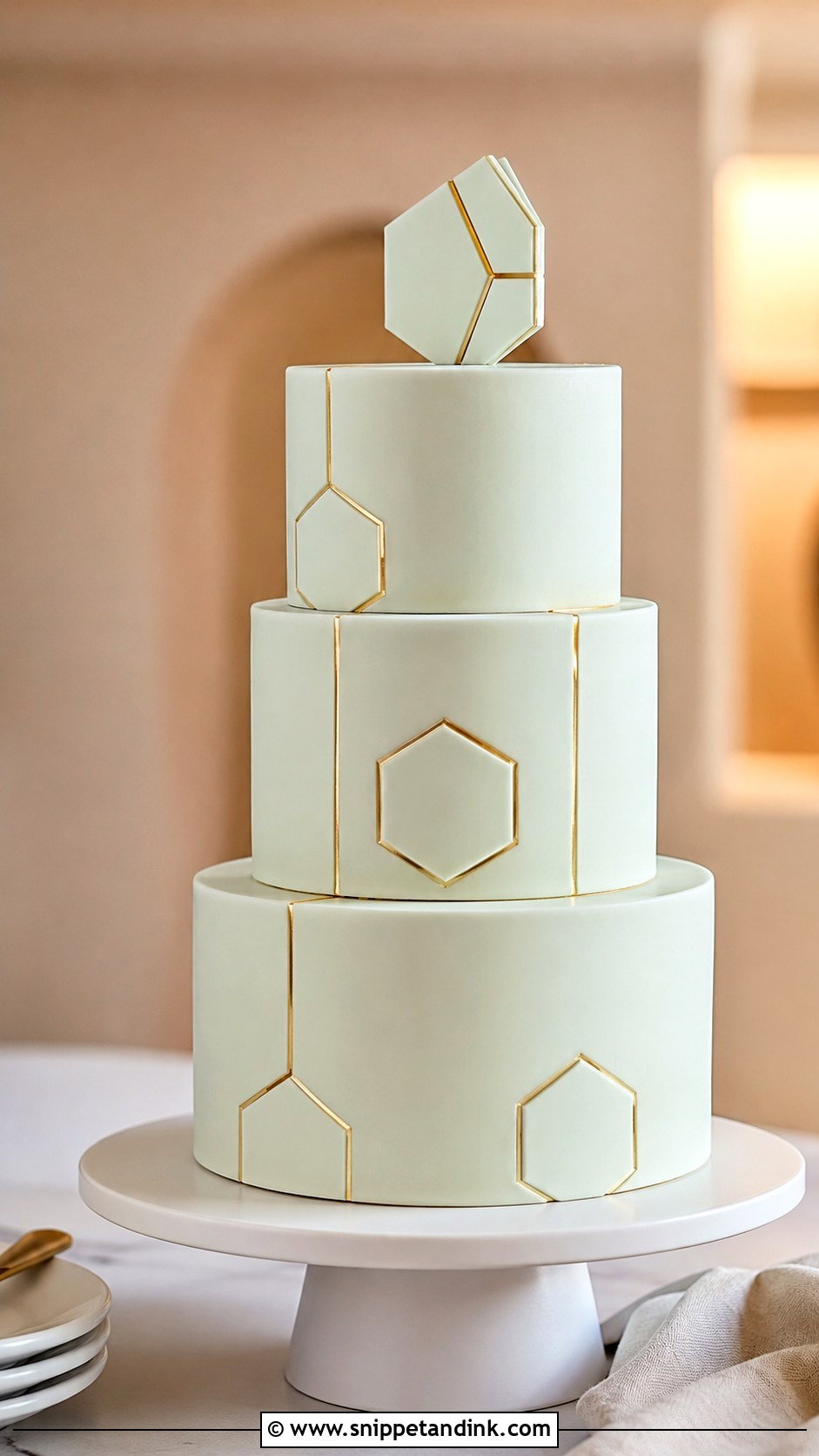 Geometric 3 Tier Wedding Cake No Flowers - Snippet and Ink - 20 3 Tier Wedding Cake No Flowers