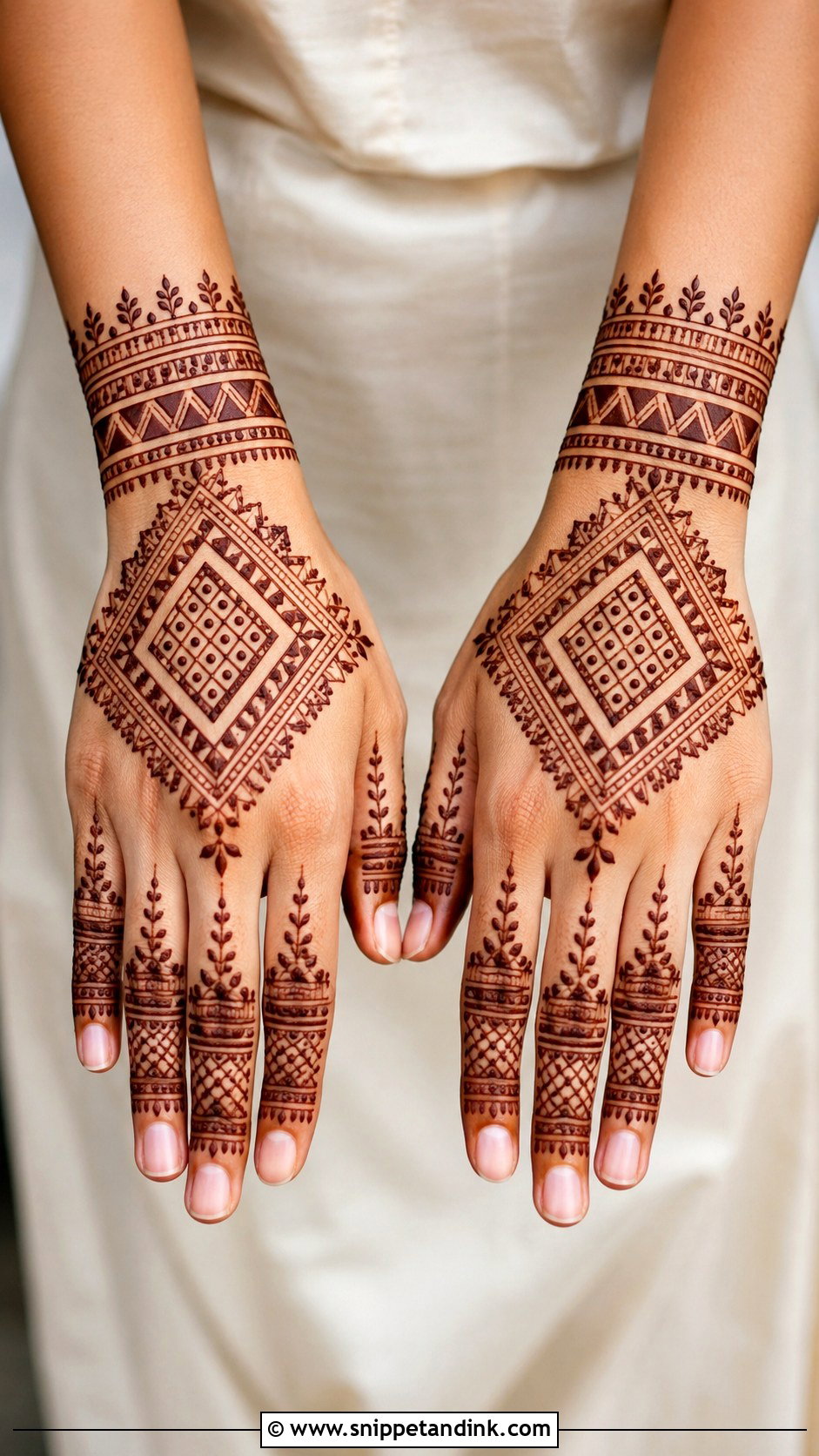 Geometric Back Hand Mehndi Design - Snippet and Ink - 35 Trendy Back Hand Mehndi Designs