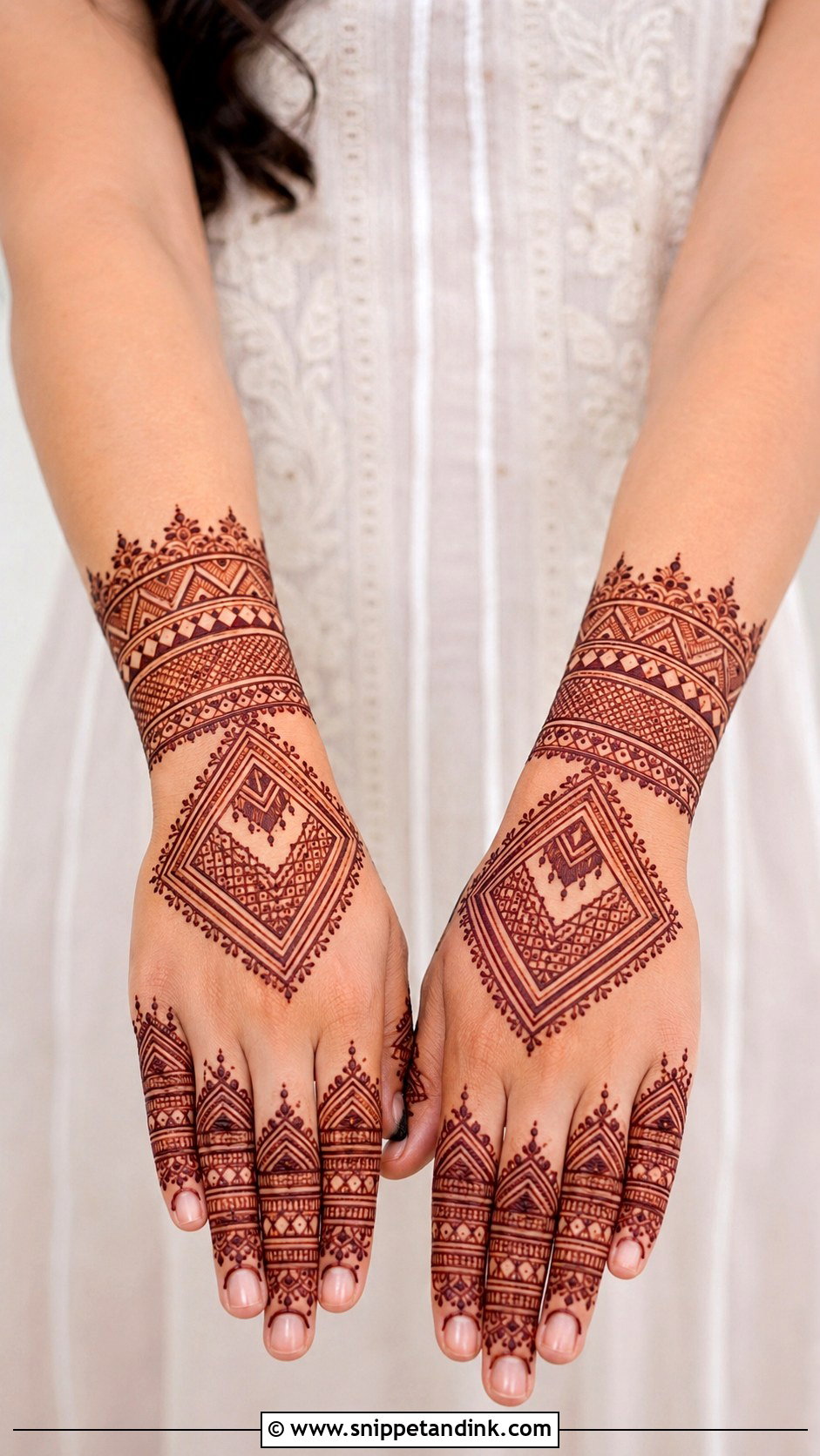 Geometric Backhand Mehndi Design - Snippet and Ink - 35 Latest Backhand Mehndi Designs