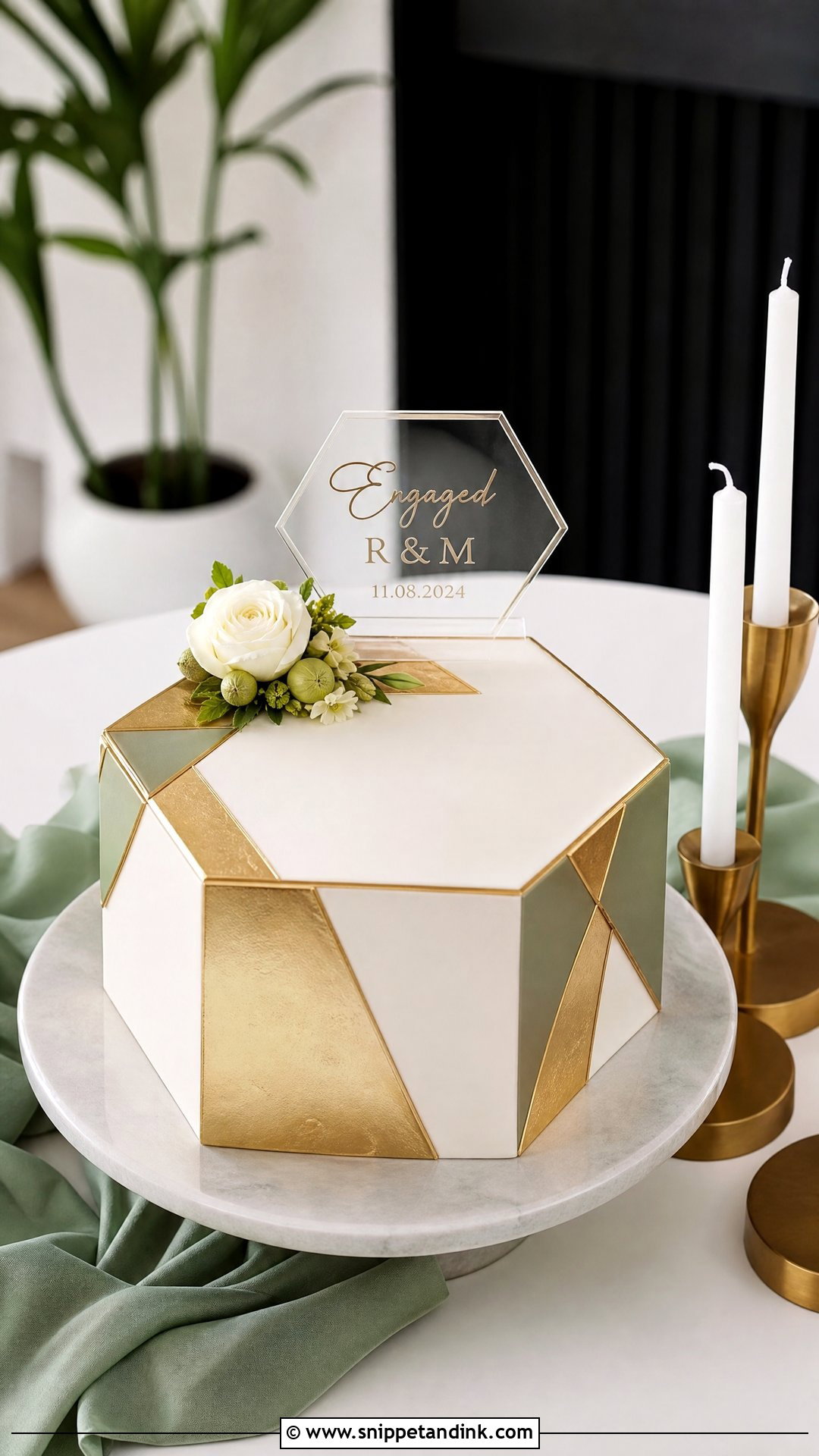 Geometric Engagement Cake - Snippet and Ink - 25 Unique Engagement Cake Designs