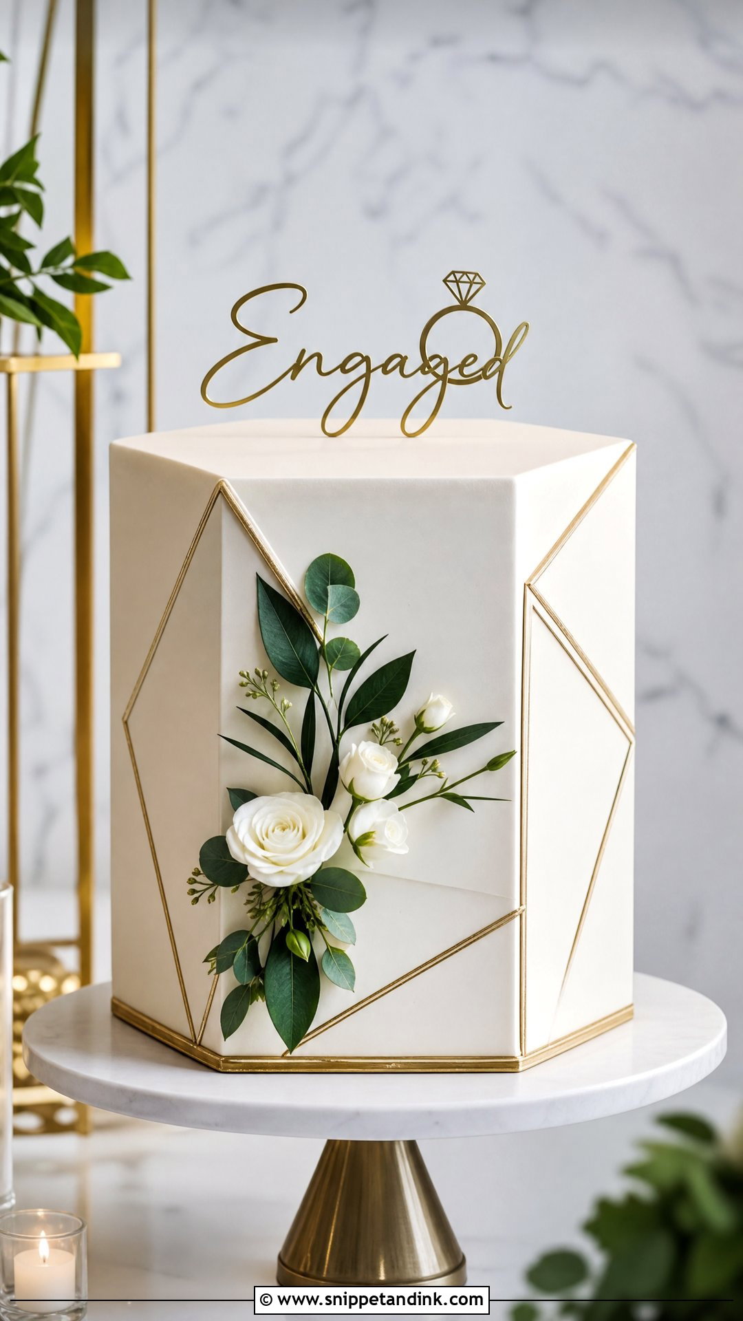 Geometric Engagement Cake - Snippet and Ink - 30 Engagement Cakes