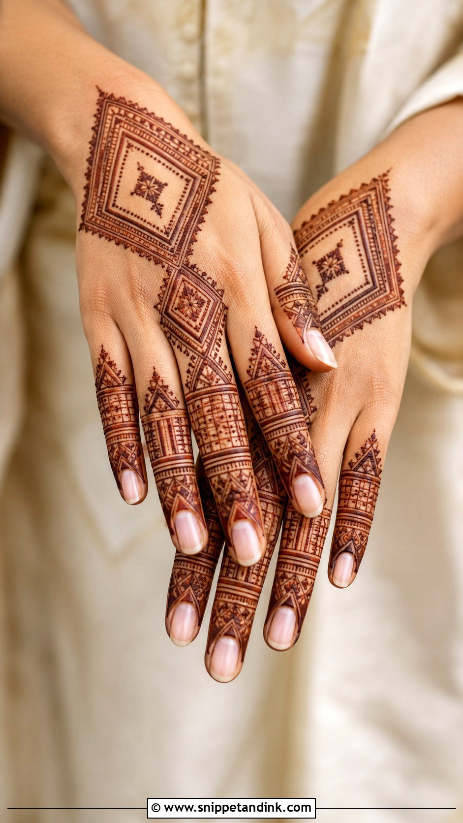Geometric Finger Mehndi Design - Snippet and Ink - 35 Unique Fingers Mehndi Designs