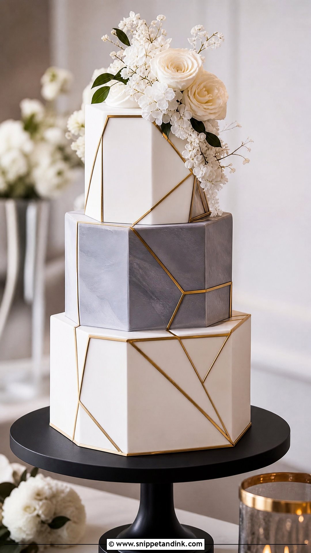Geometric Fondant Wedding Cake - Snippet and Ink - 35 Fondant Cakes for Wedding
