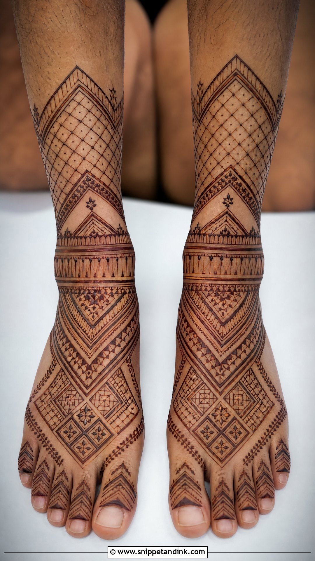 Geometric Groom Leg Mehndi Design - Snippet and Ink - 20 Groom Leg Mehndi Design Ideas