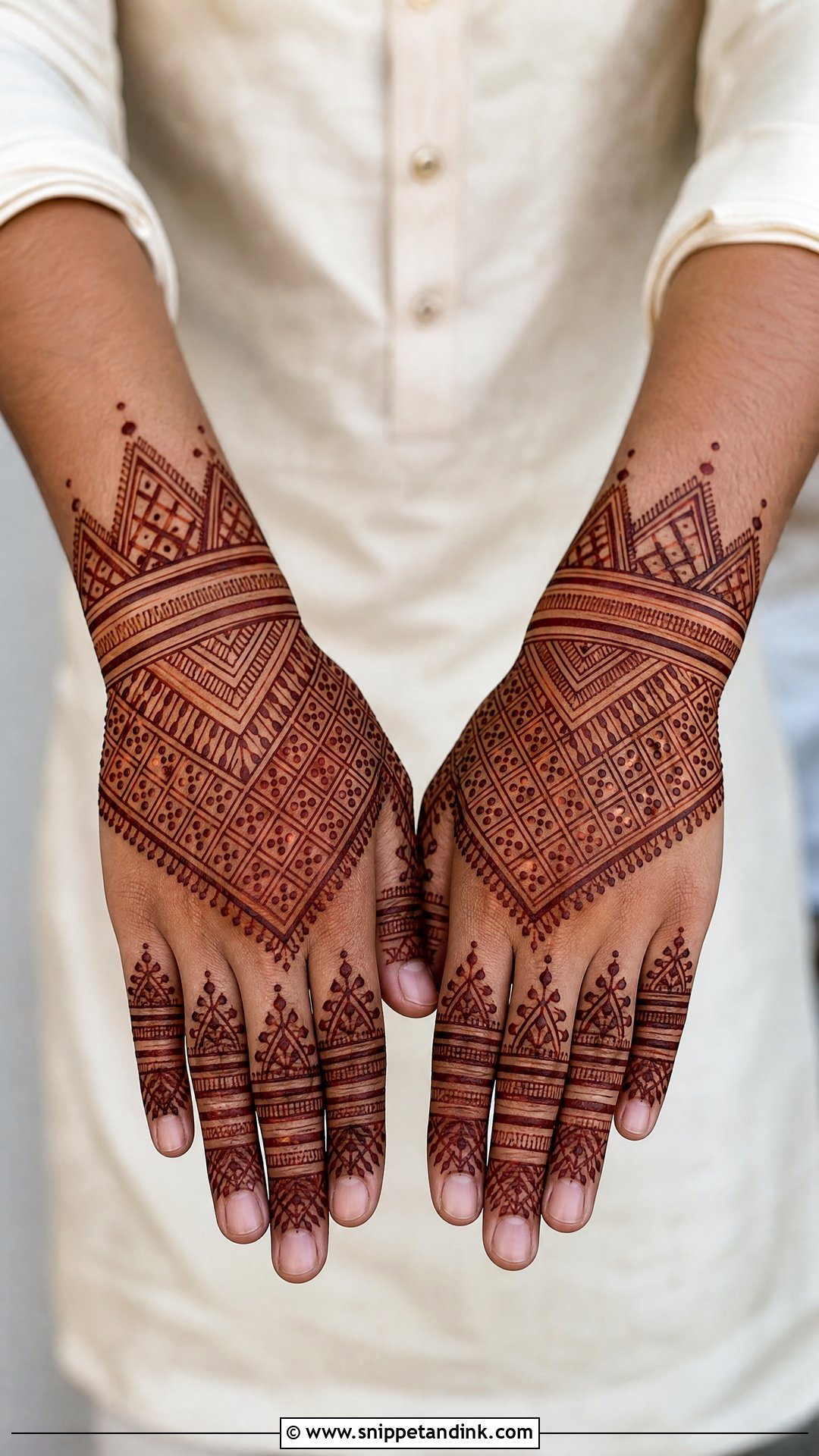 Geometric Groom Mehndi Design - Snippet and Ink - 20 Groom Mehndi Designs