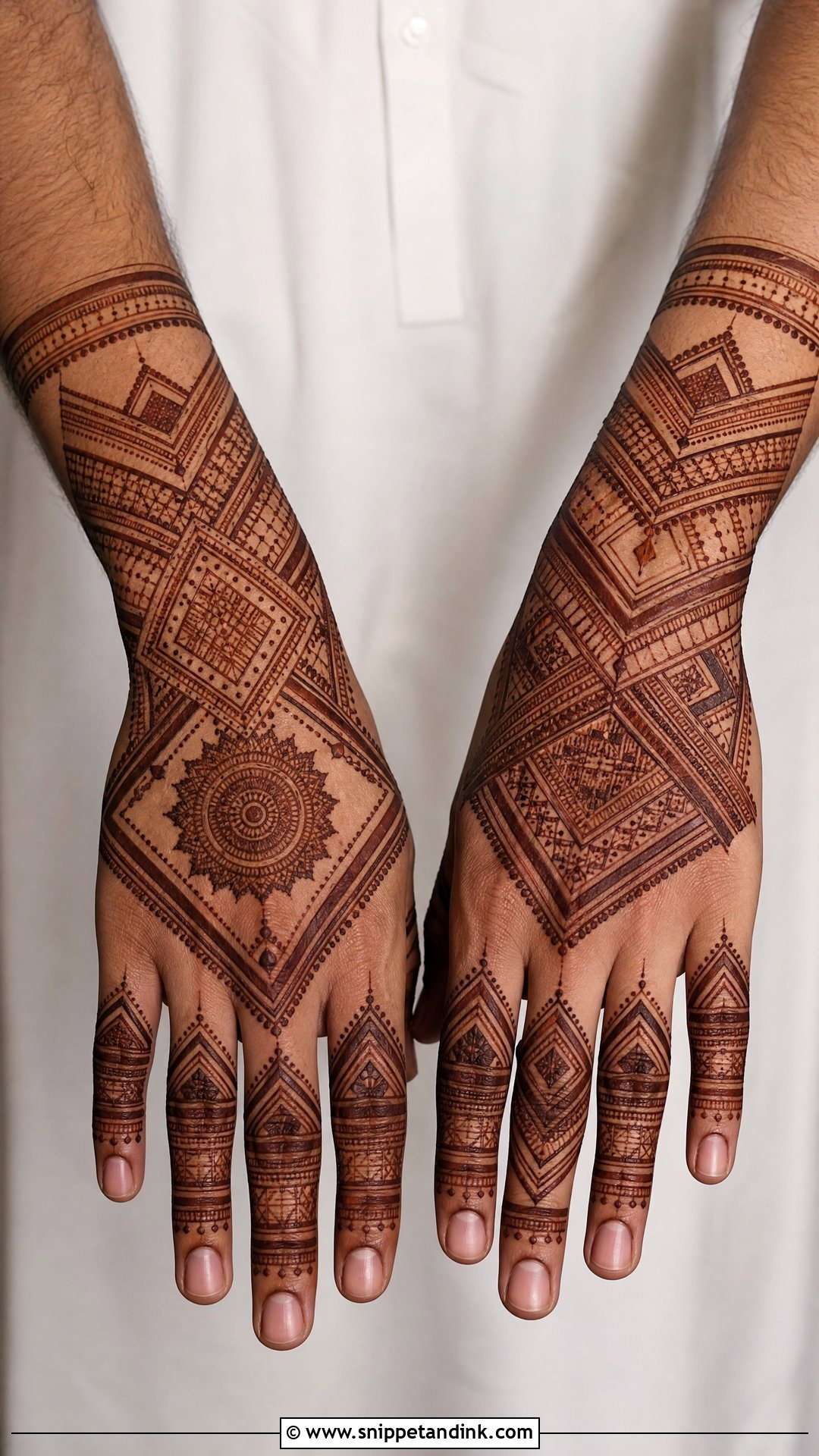 Geometric Groom Mehndi Design - Snippet and Ink - 20 Grooms Mehndi Design Ideas