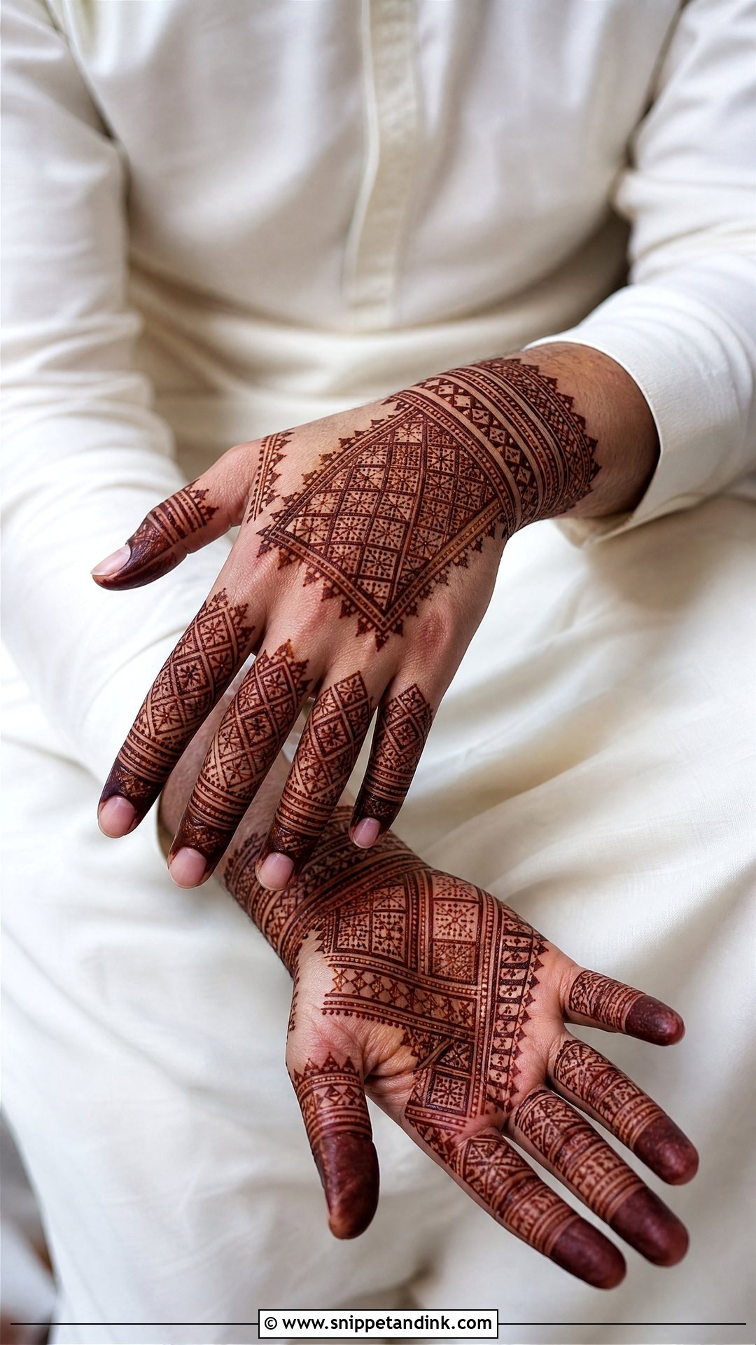 Geometric Groom Mehndi Design - Snippet and Ink - 25 Mehndi Design for Groom Hand Ideas