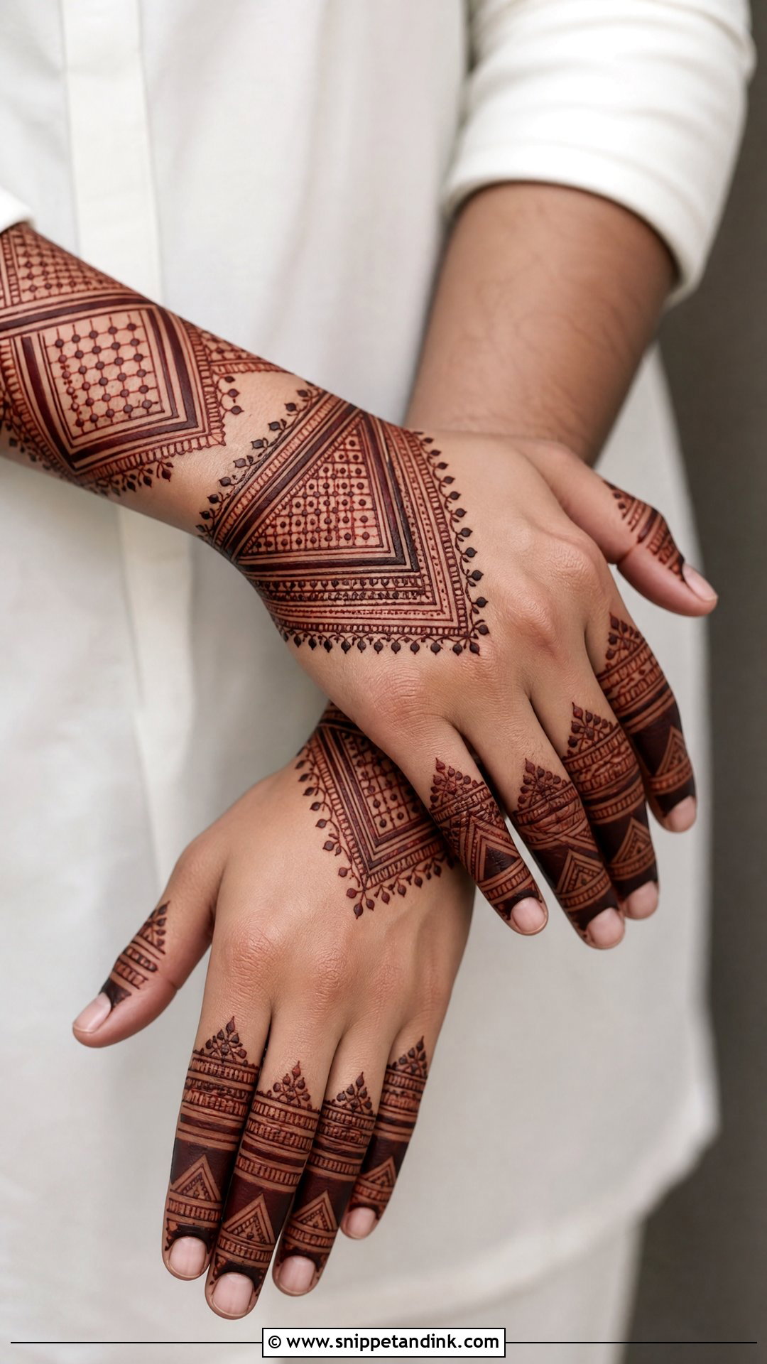 Geometric Groom Mehndi Design - Snippet and Ink - 30 Mehndi Designs for Groom for Men