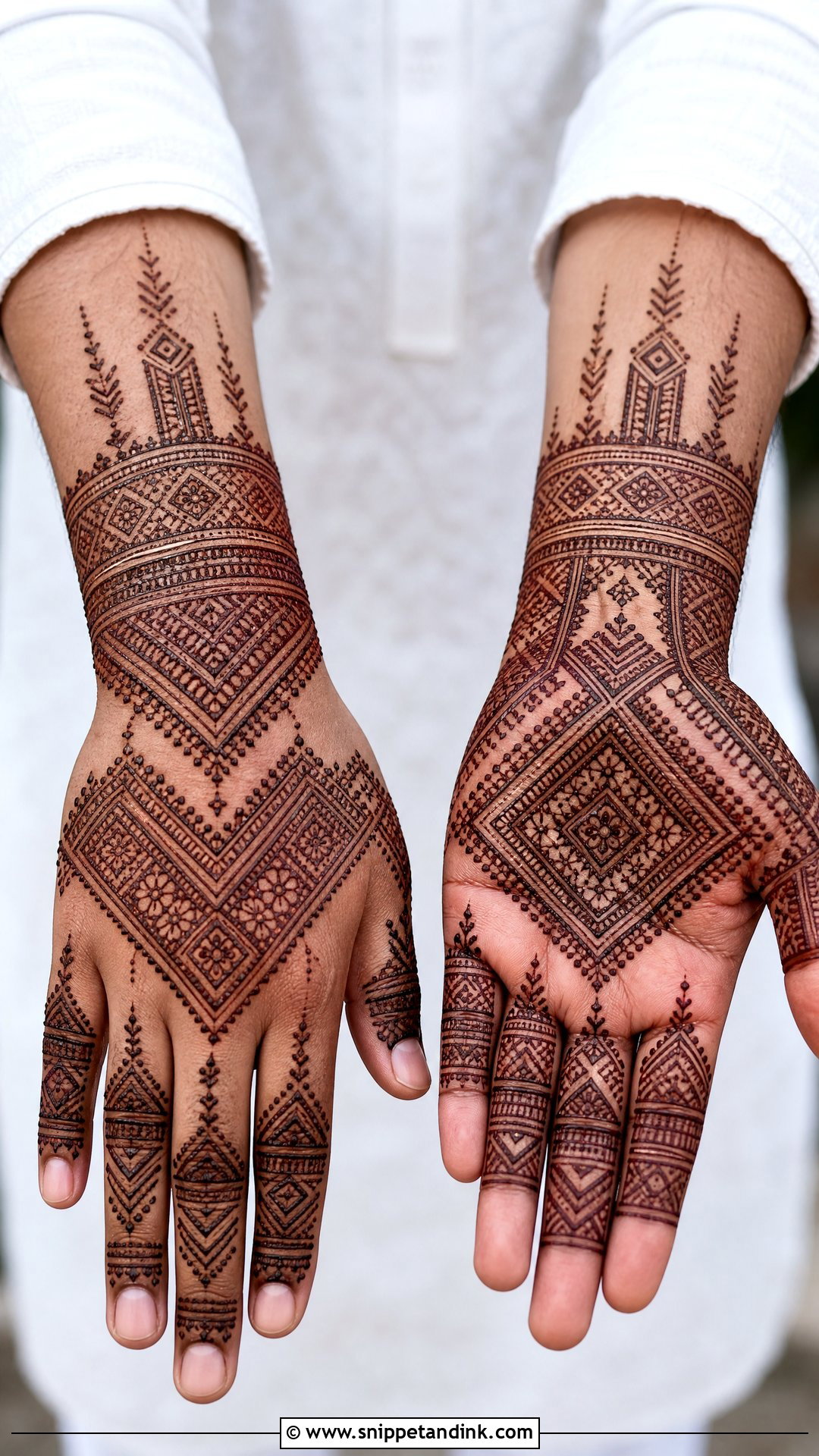Geometric Groom Mehndi Design - Snippet and Ink - 20 Bridegroom Mehndi Designs