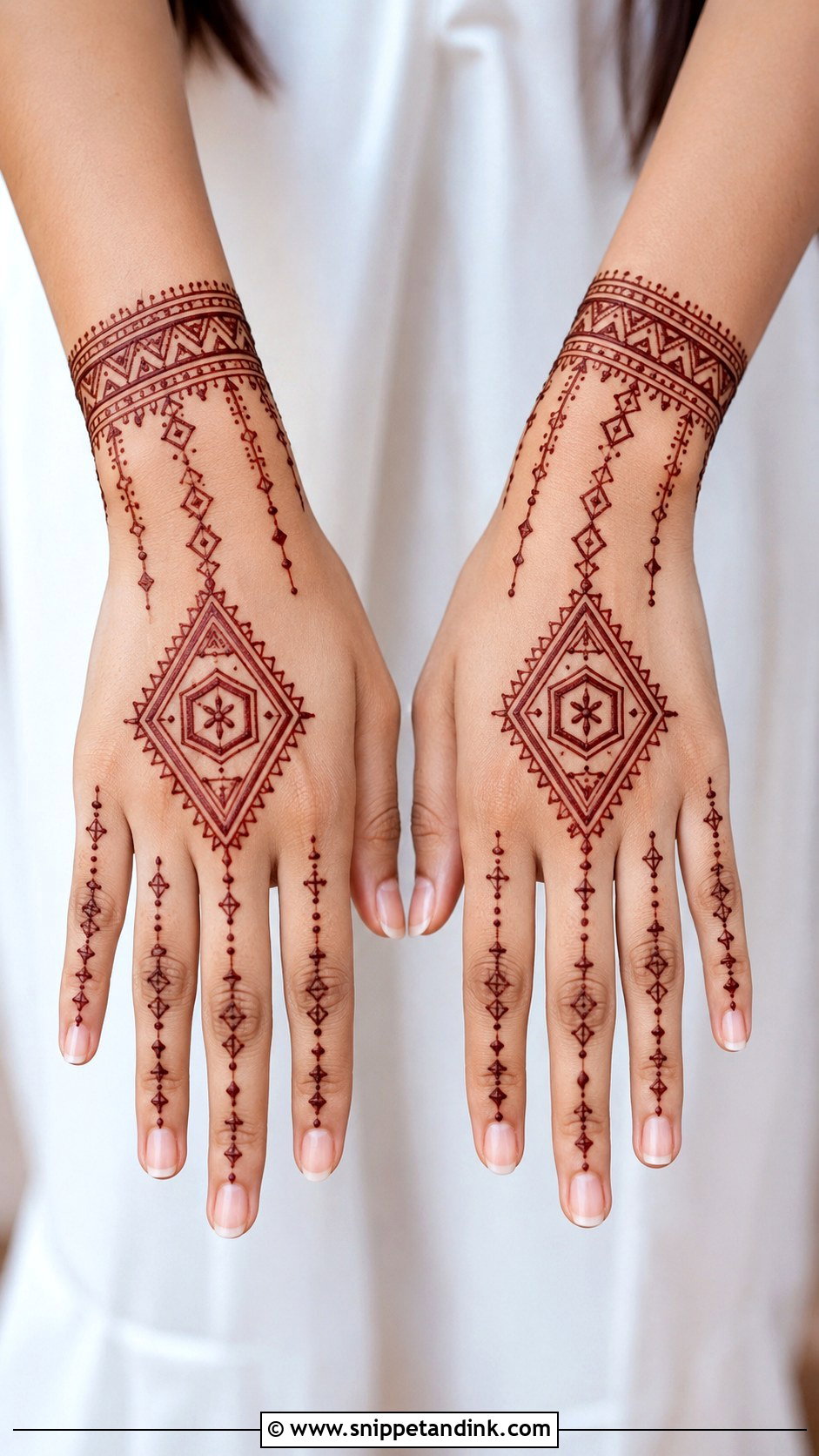 Geometric Mehndi Design Back Hand - Snippet and Ink - 35 Trendy Mehndi Designs