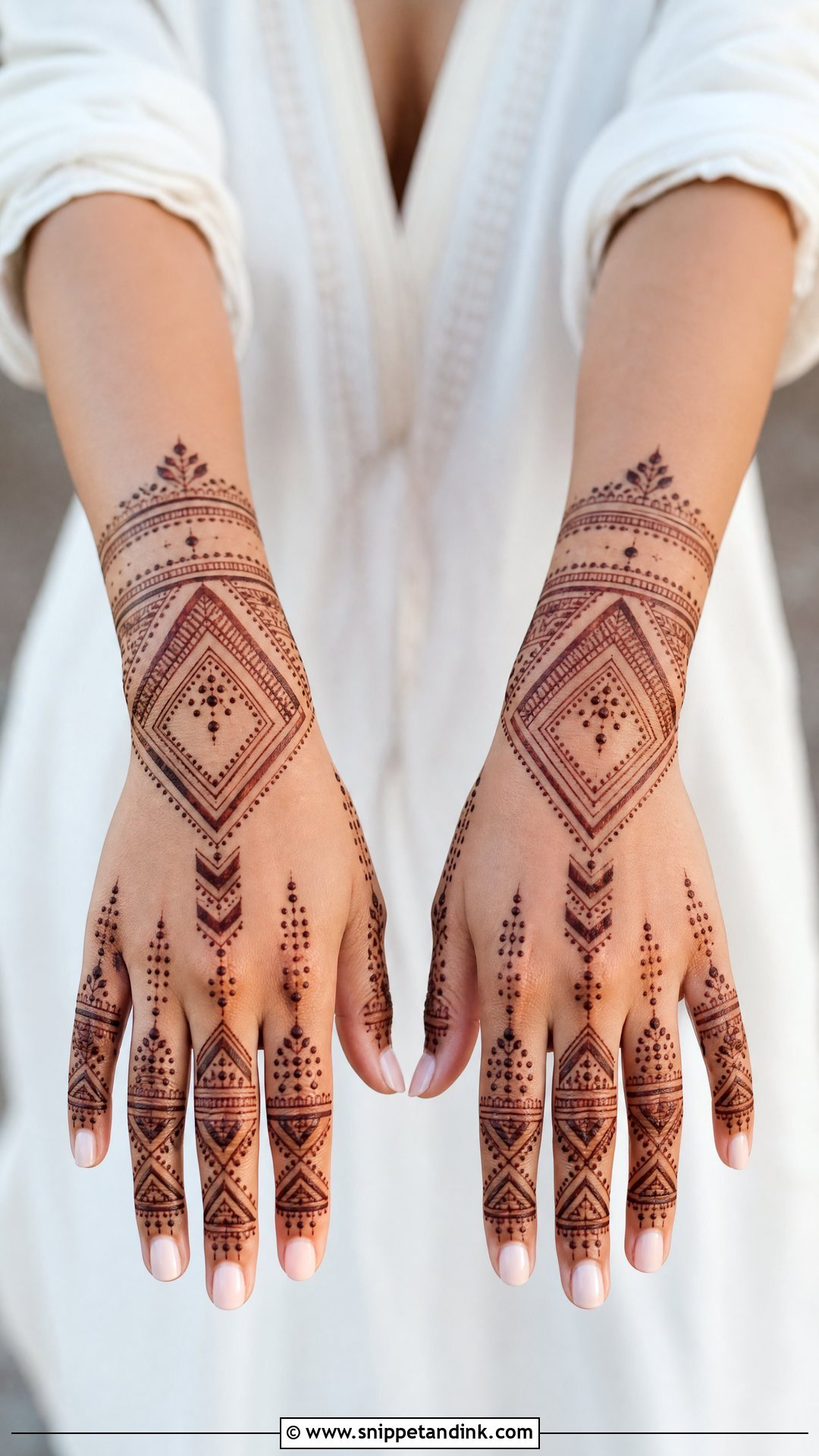 Geometric Tattoo Mehndi Design - Snippet and Ink - 30 Unique Tattoo Mehndi Designs