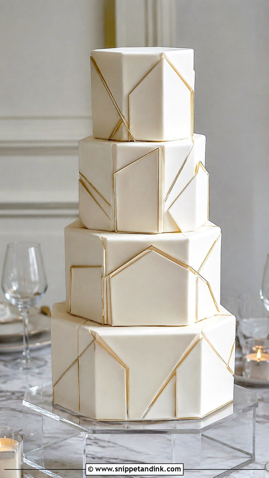 Geometric Wedding Cake - Snippet and Ink - 25 Wedding Cakes No Flowers