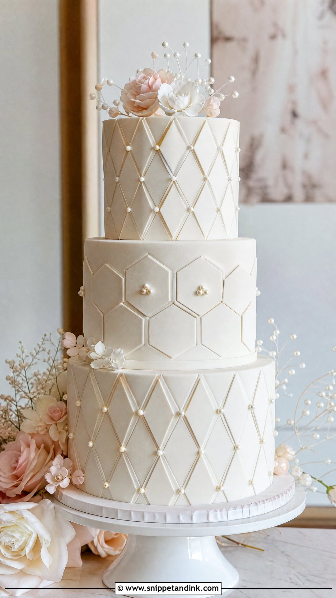 Geometric Wedding Cake With 3D Pattern - Snippet and Ink - 25 Geometric Cake Ideas for Wedding