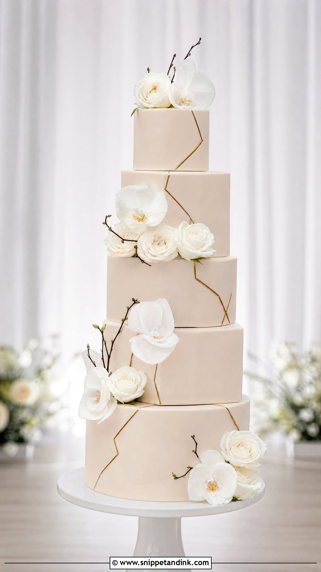 Geometric Wedding Cake With Asymmetric Tiers - Snippet and Ink - 25 Geometric Cake Ideas for Wedding