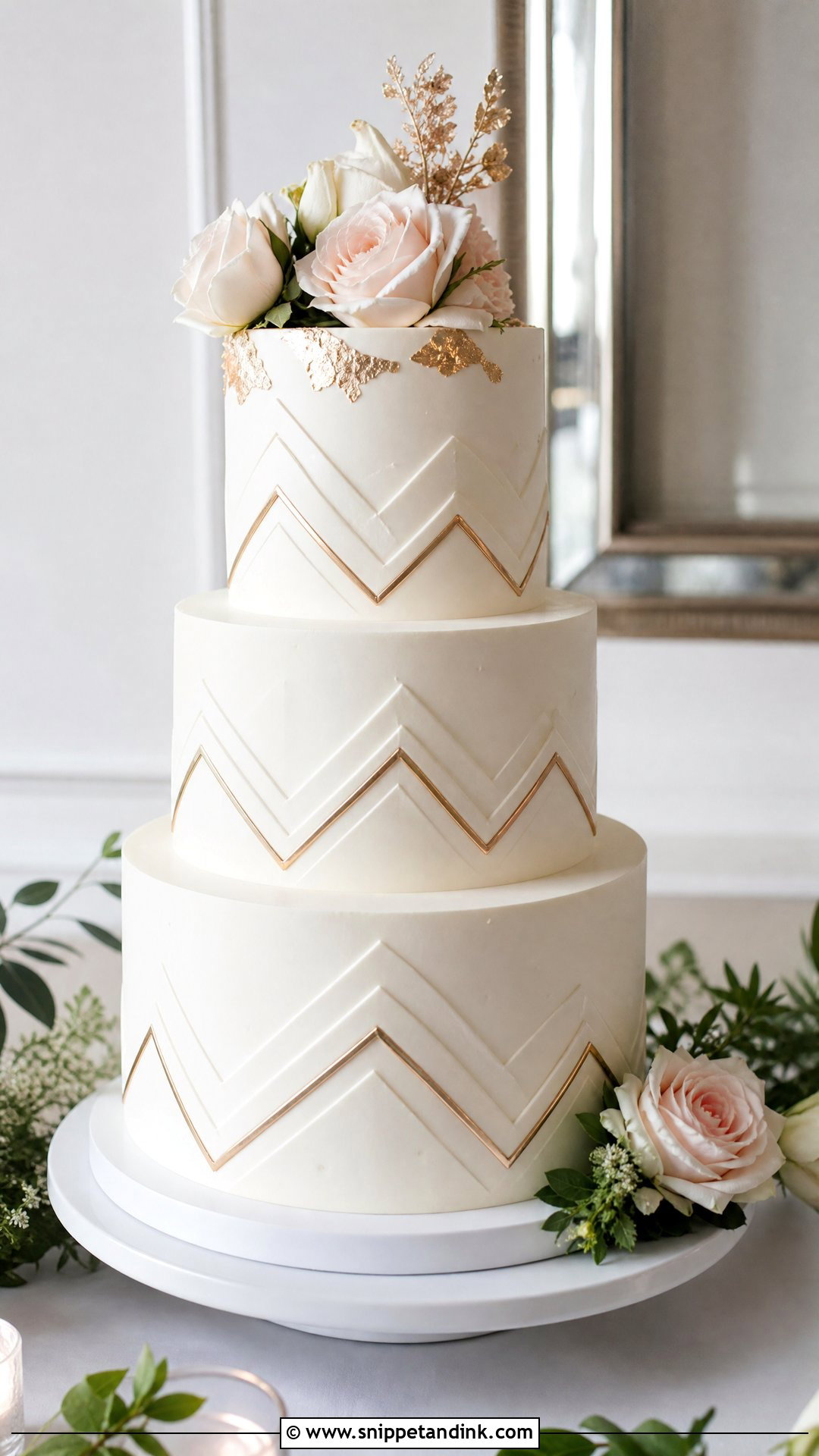 Geometric Wedding Cake With Chevron Pattern - Snippet and Ink - 25 Geometric Cake Ideas for Wedding
