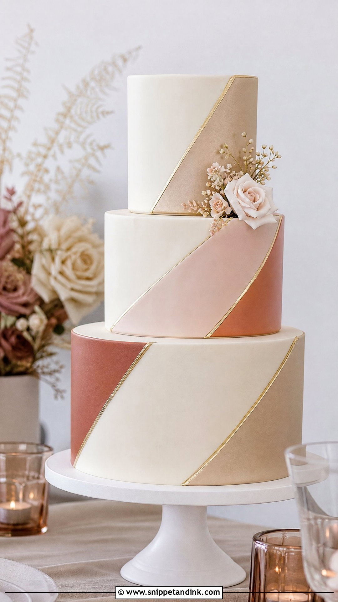Geometric Wedding Cake With Color Blocking - Snippet and Ink - 25 Geometric Cake Ideas for Wedding