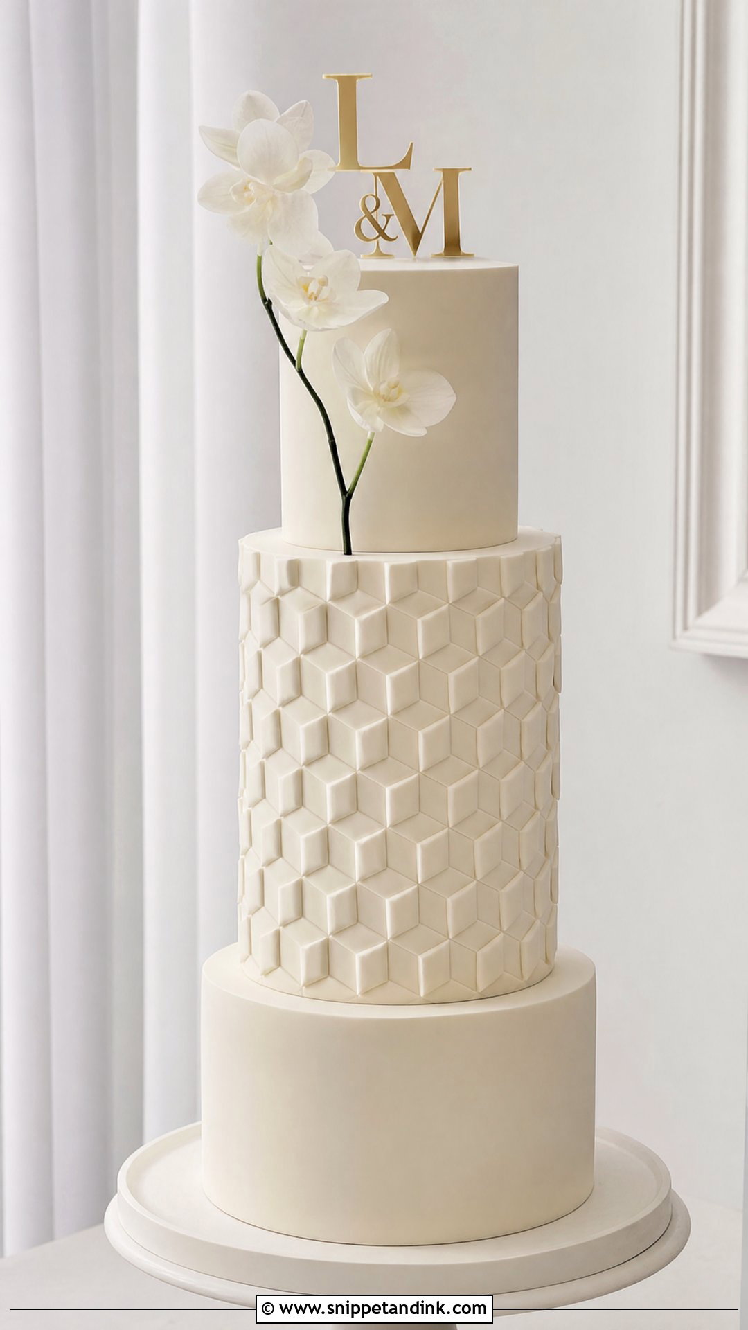 Geometric Wedding Cake With Cube Texture - Snippet and Ink - 25 Geometric Cake Ideas for Wedding