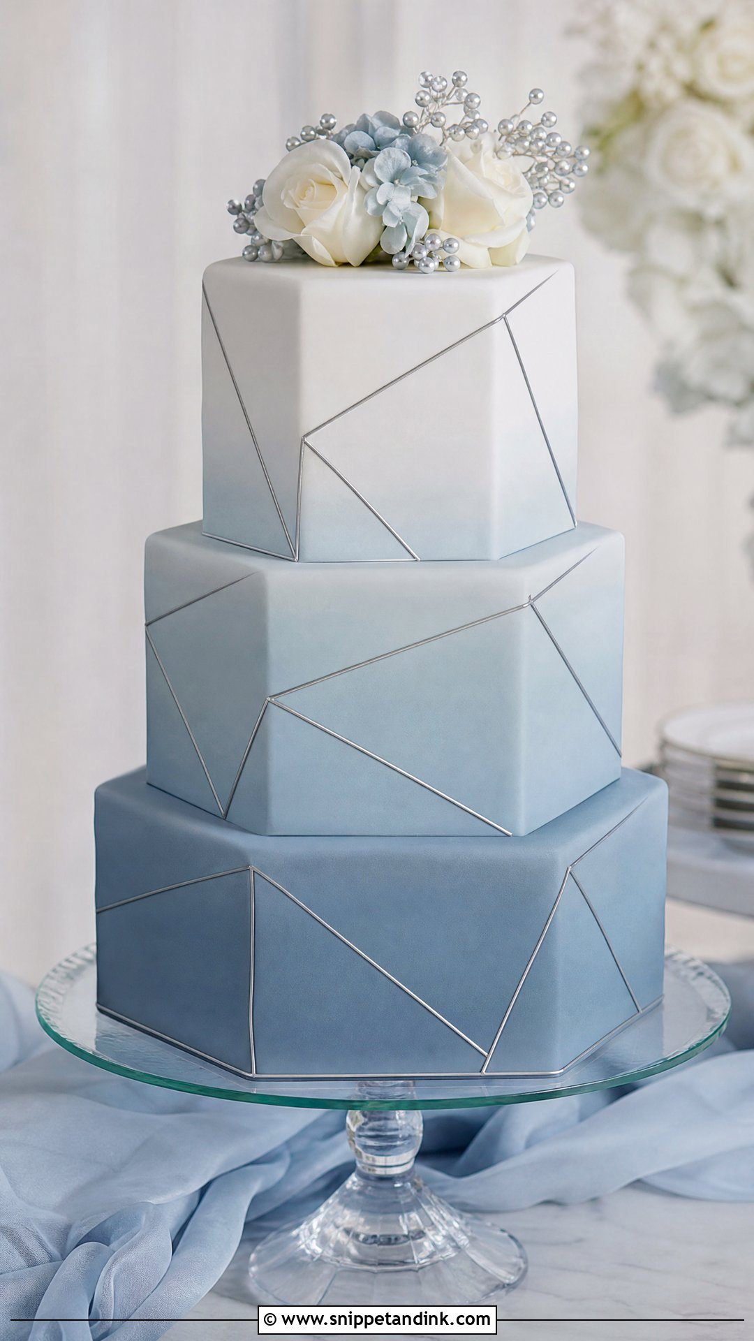 Geometric Wedding Cake With Ombre Tiers - Snippet and Ink - 25 Geometric Cake Ideas for Wedding