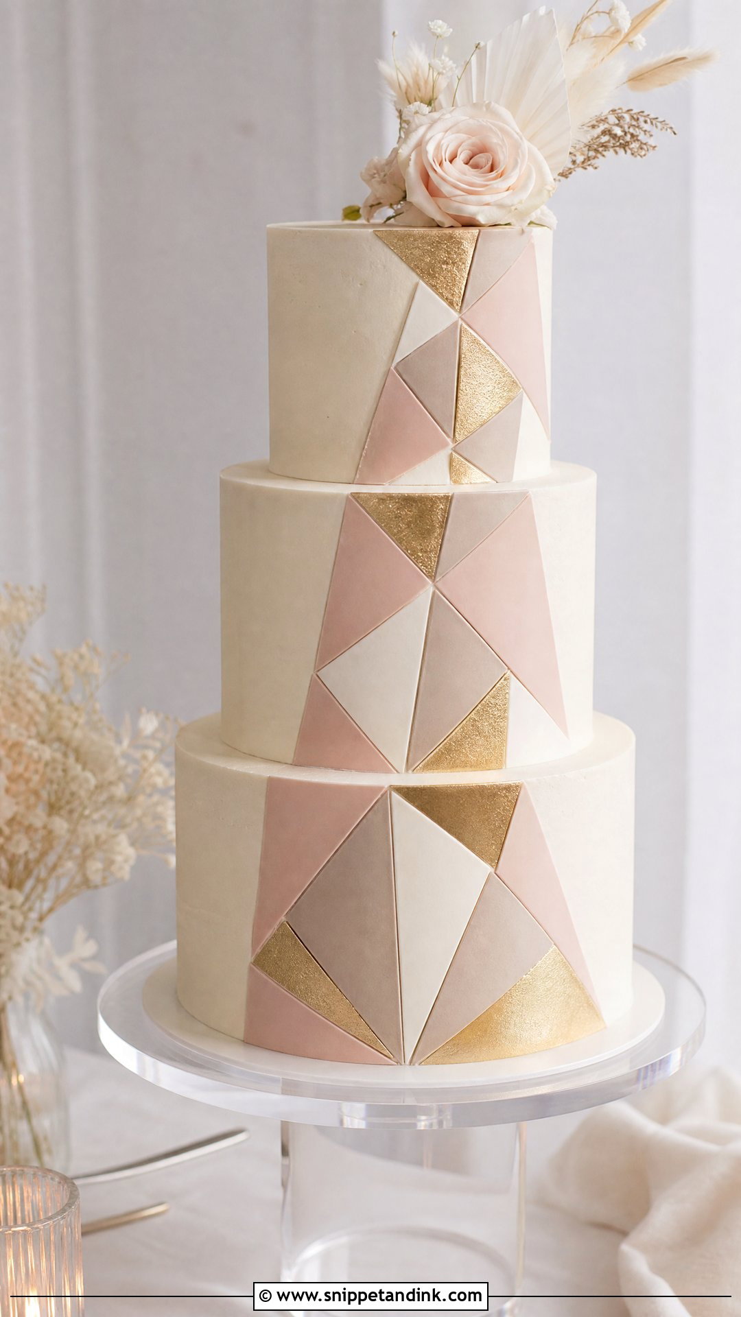 Geometric Wedding Cake With Triangles - Snippet and Ink - 25 Geometric Cake Ideas for Wedding