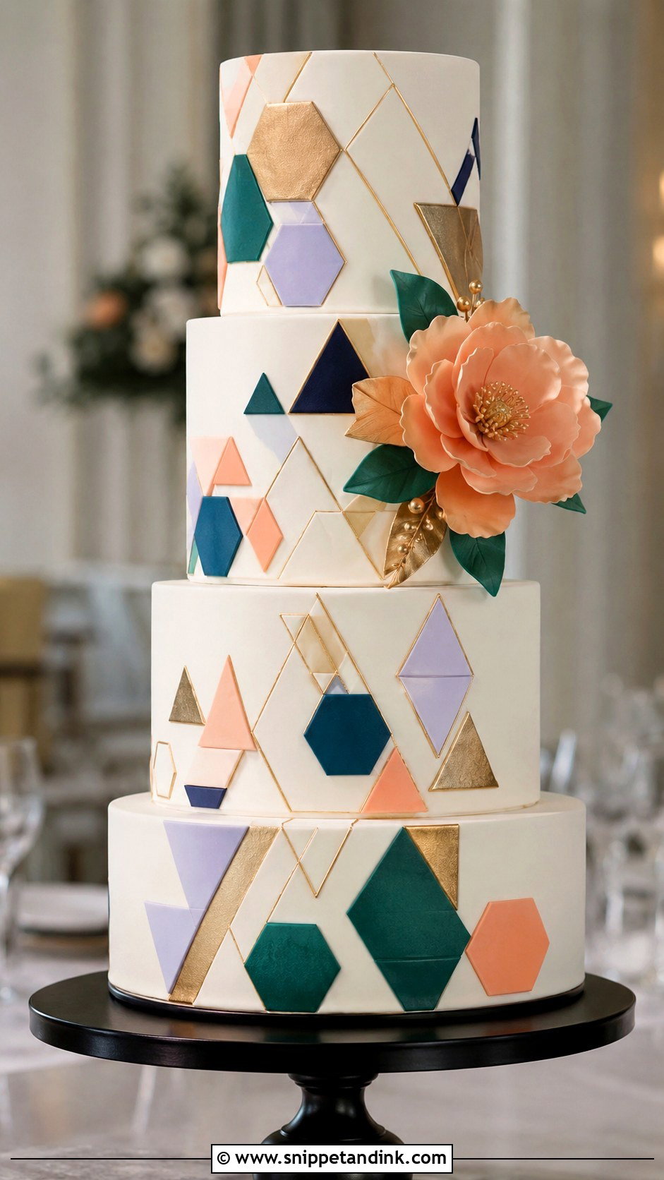 Geometric Wedding Cake - Snippet and Ink - 20 Multi Color Cake Ideas for Wedding