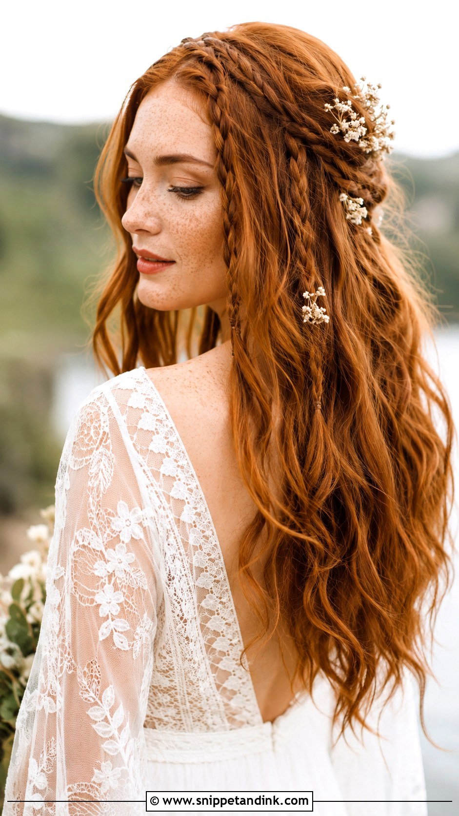 Ginger Boho Waves with Braids - Snippet and Ink - 25 Ginger Wedding Hair Ideas