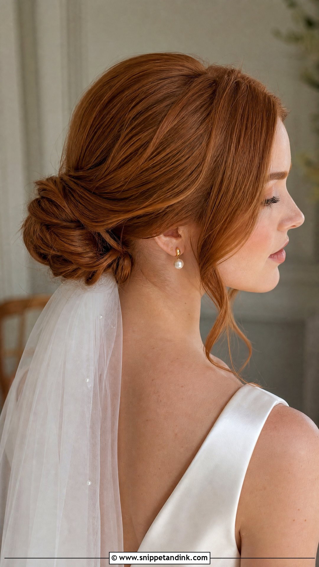 Ginger Bridal Hair Low Bun - Snippet and Ink - 15 Ginger Bridal Hair Ideas