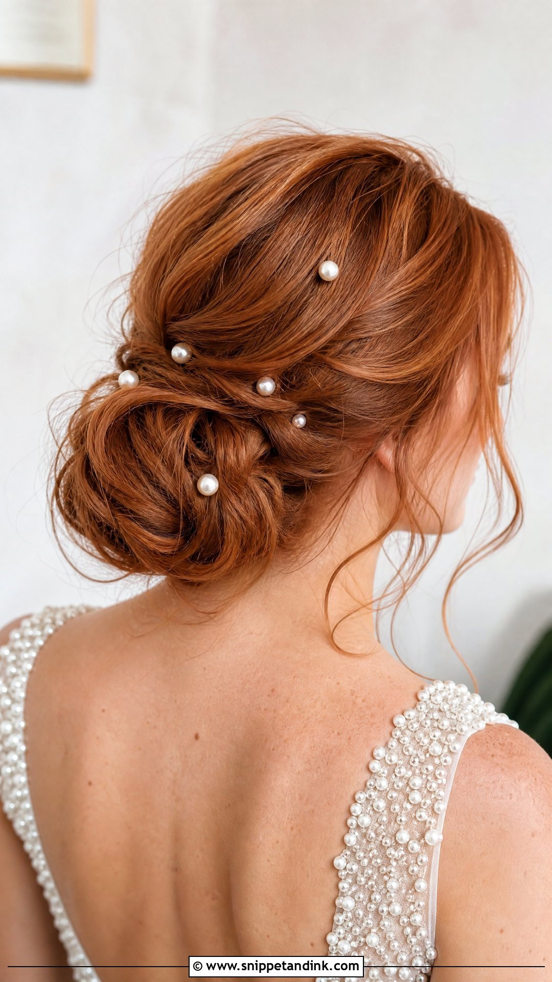 Ginger Bridal Hair With Pearl Pins - Snippet and Ink - 15 Ginger Bridal Hair Ideas