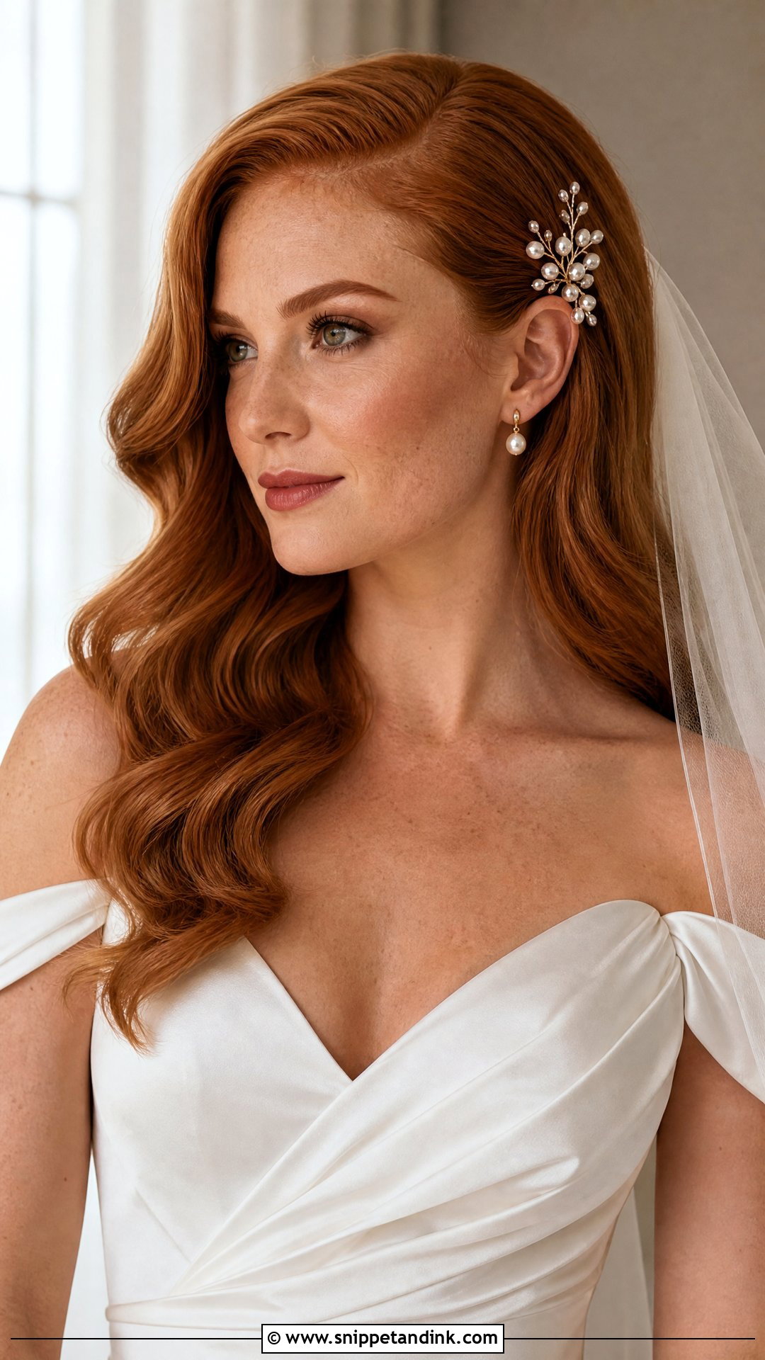 Ginger Bridal Hair With Side Part - Snippet and Ink - 15 Ginger Bridal Hair Ideas