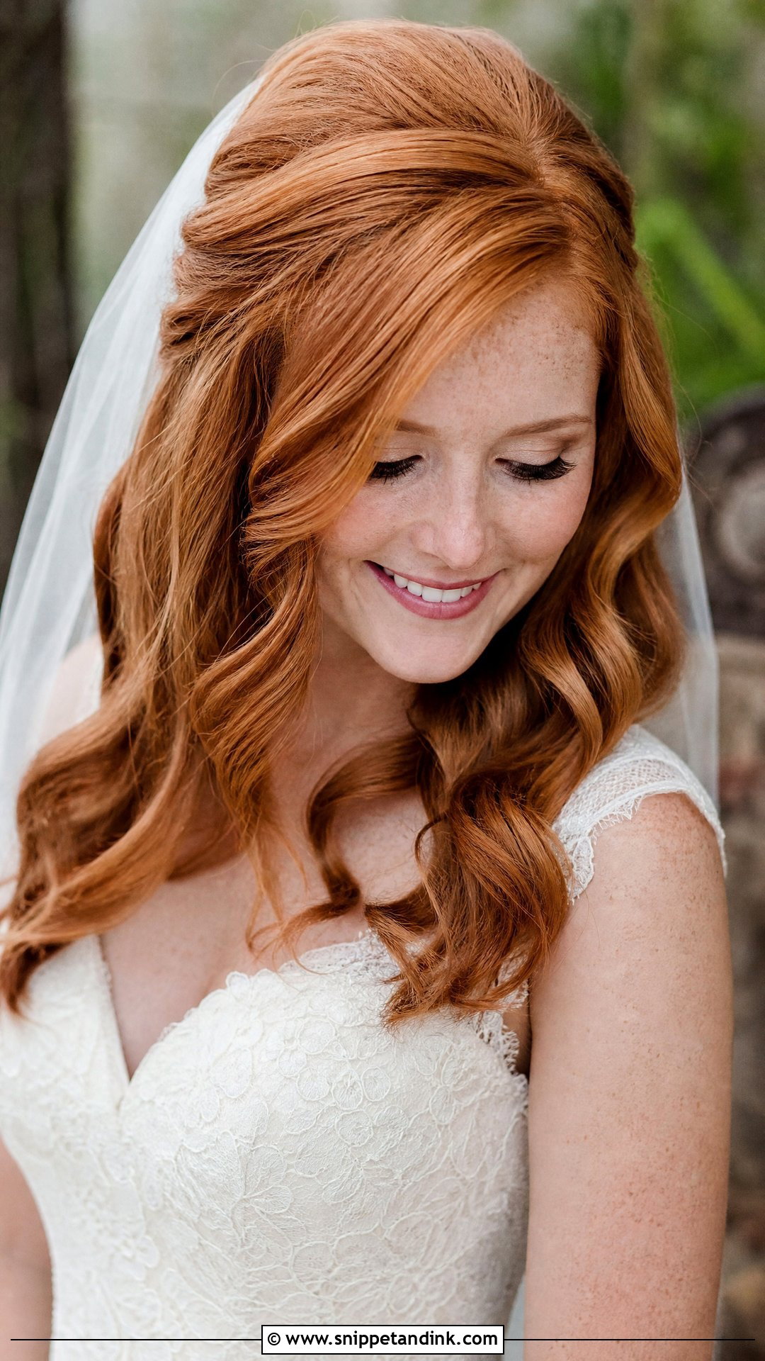 Ginger Bridal Hair With Soft Curls - Snippet and Ink - 15 Ginger Bridal Hair Ideas