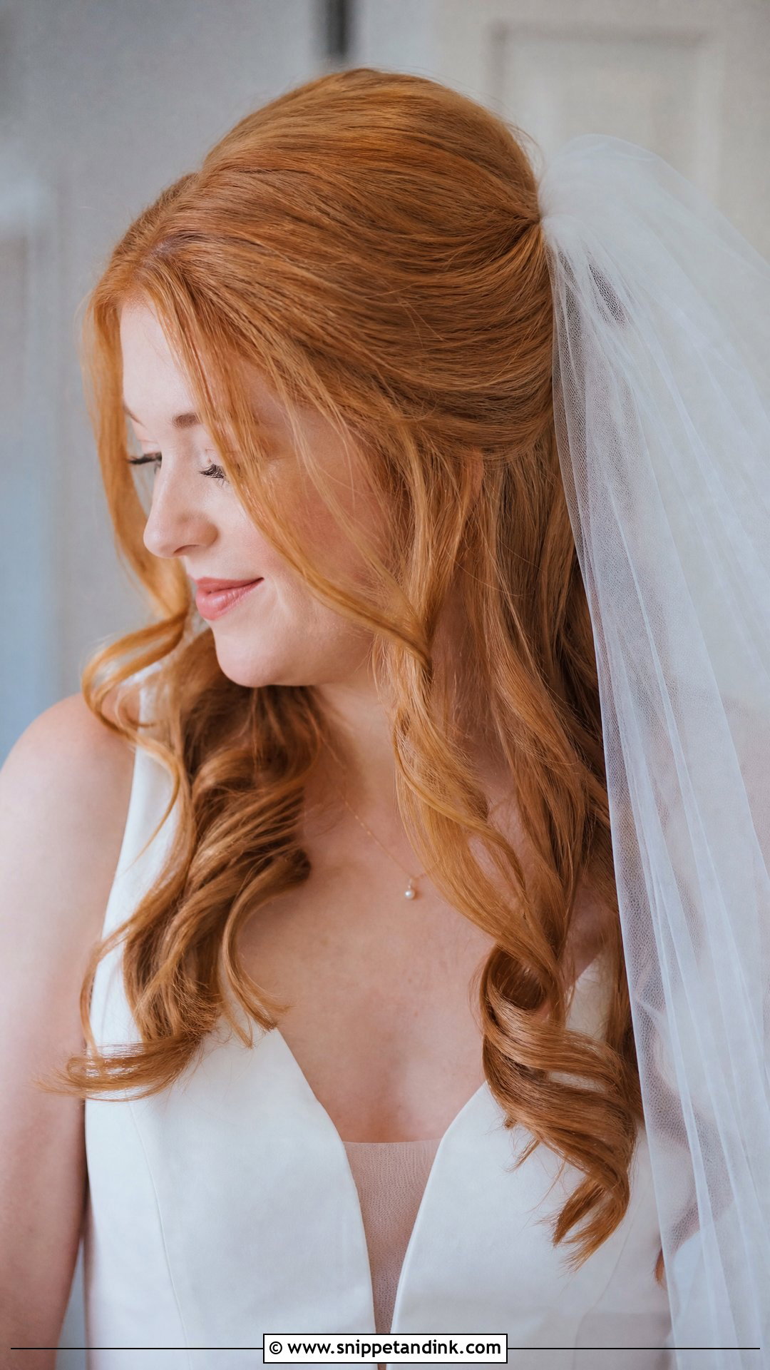 Ginger Bridal Hair With Veil - Snippet and Ink - 15 Ginger Bridal Hair Ideas