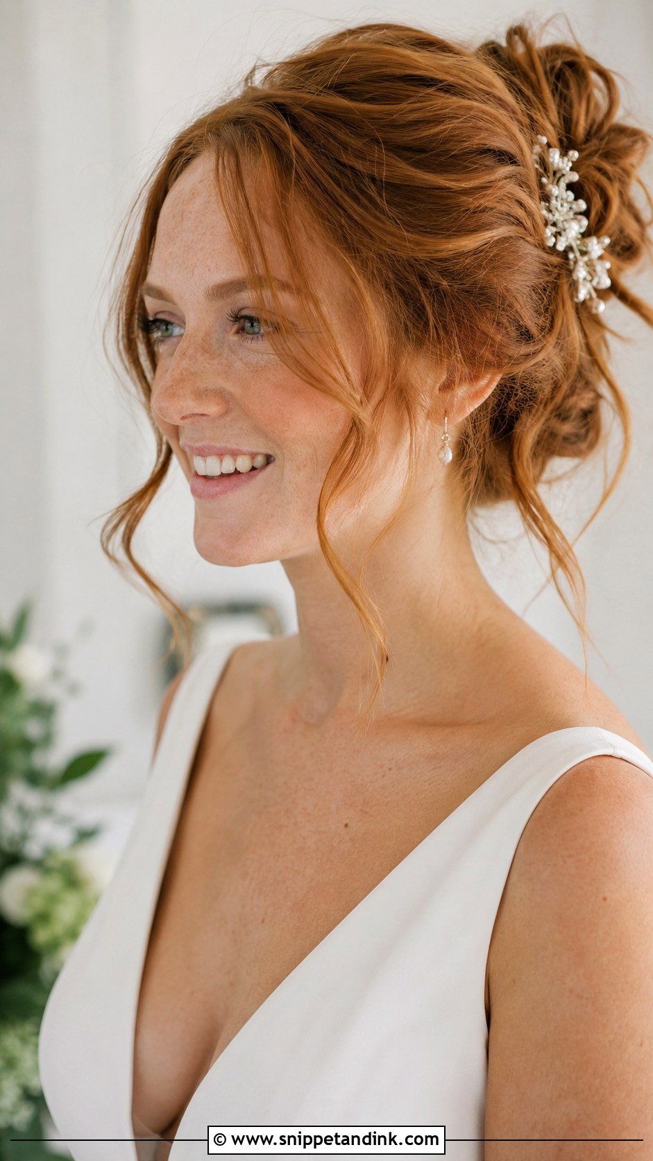 Ginger Hair Tousled Updo - Snippet and Ink - 25 Ginger Wedding Hair Ideas
