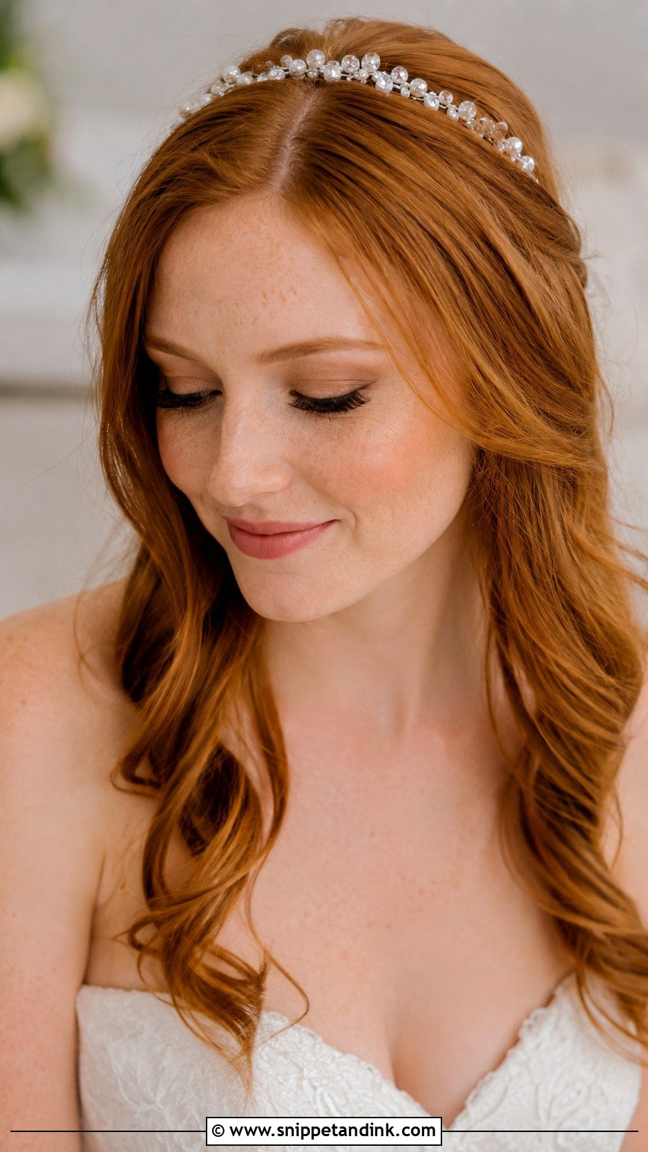 Ginger Hair with Bridal Headband - Snippet and Ink - 25 Ginger Wedding Hair Ideas