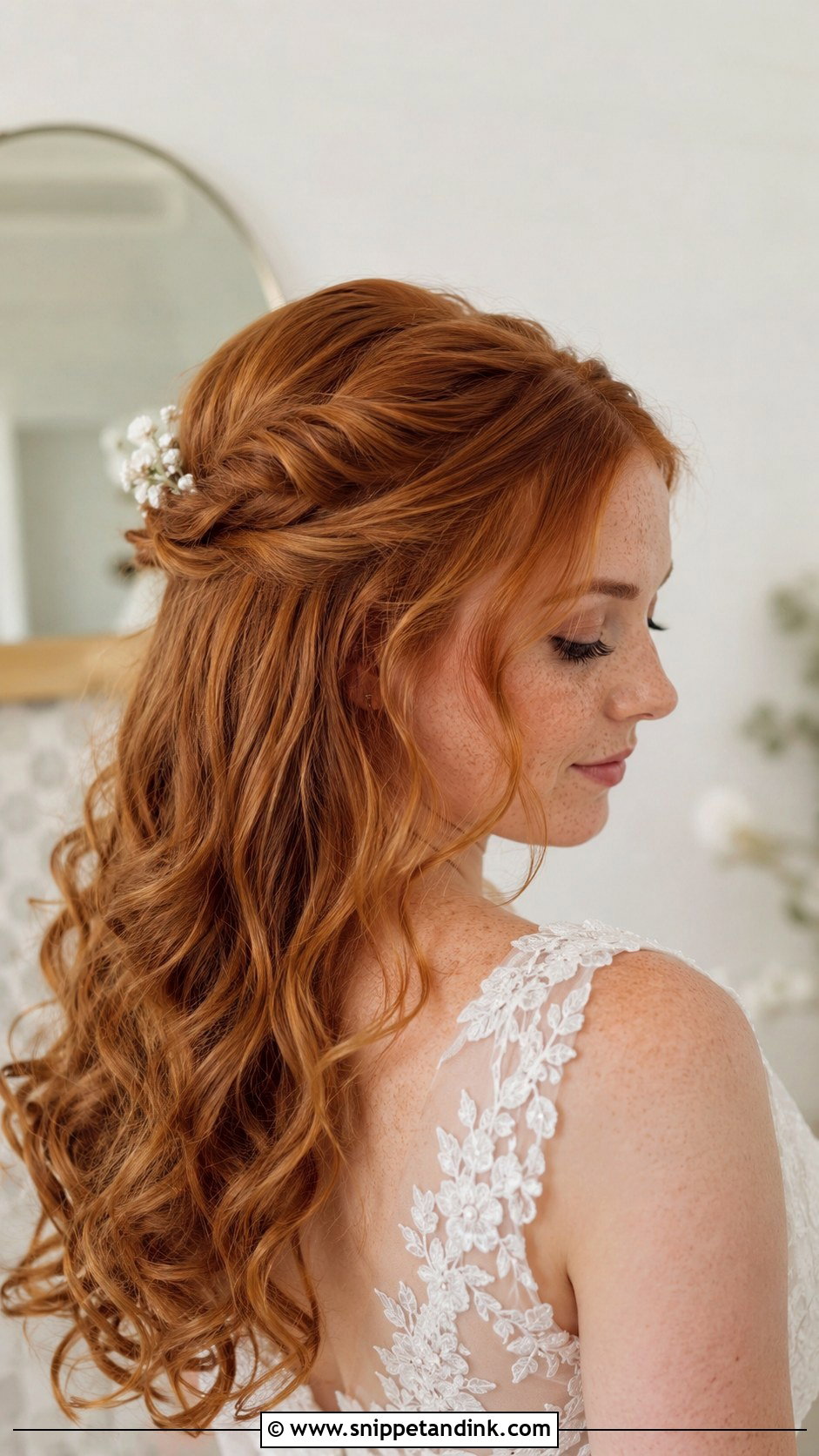 Ginger Half Up Half Down Bridal Style - Snippet and Ink - 25 Ginger Wedding Hair Ideas