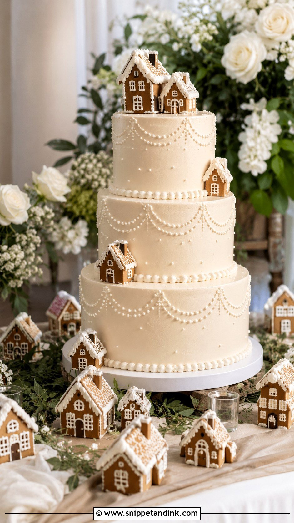 Gingerbread House Wedding Cake With Buttercream Tiers - Snippet and Ink - 20 Gingerbread House Wedding Cake Ideas