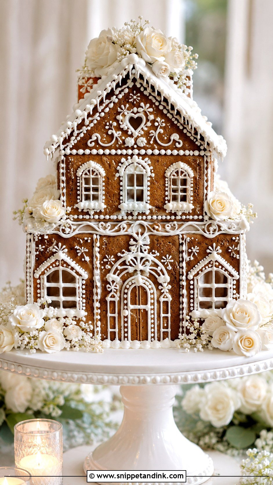 Gingerbread House Wedding Cake With Candy Accents - Snippet and Ink - 20 Gingerbread House Wedding Cake Ideas