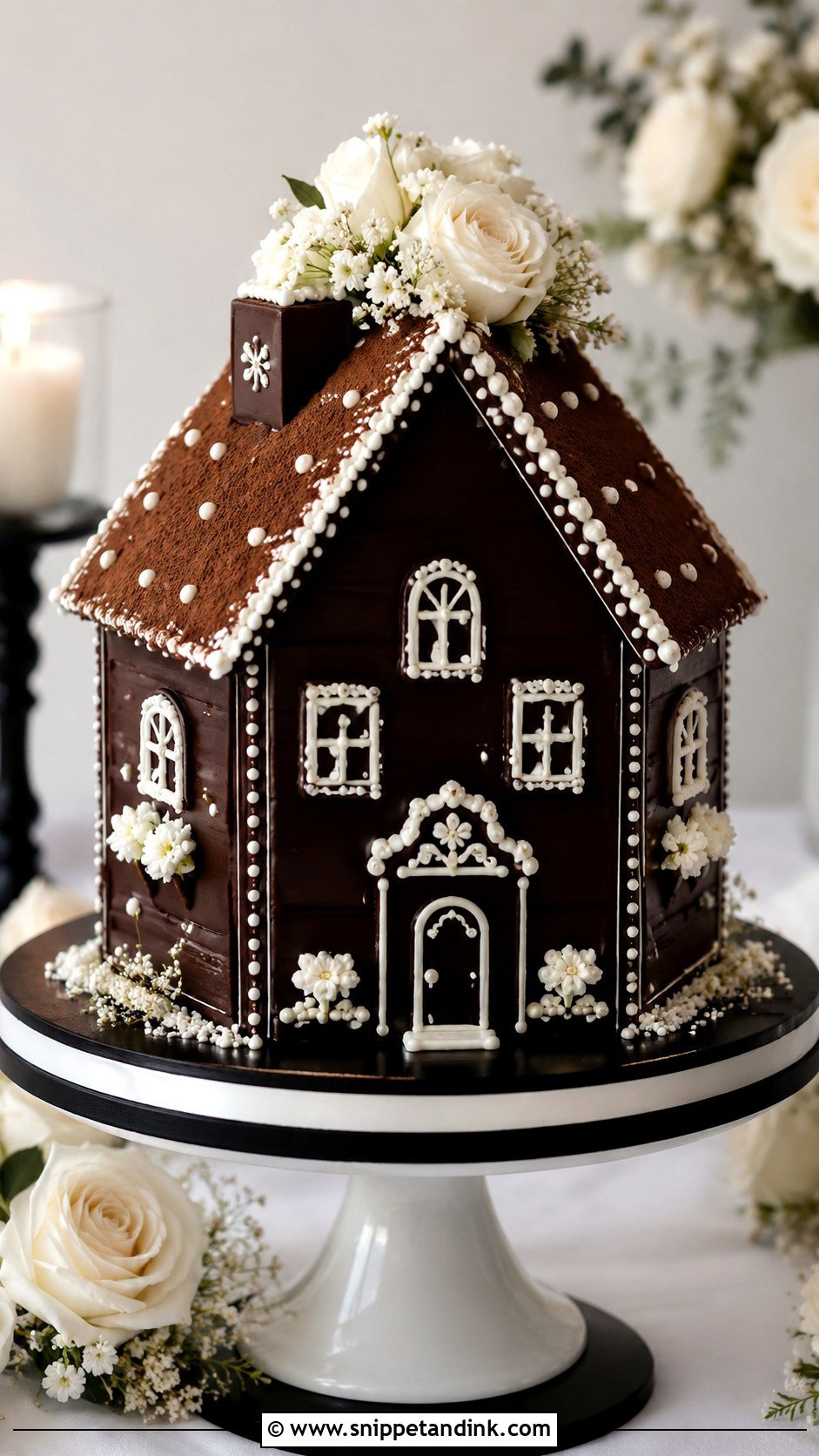 Gingerbread House Wedding Cake With Chocolate Ganache - Snippet and Ink - 20 Gingerbread House Wedding Cake Ideas