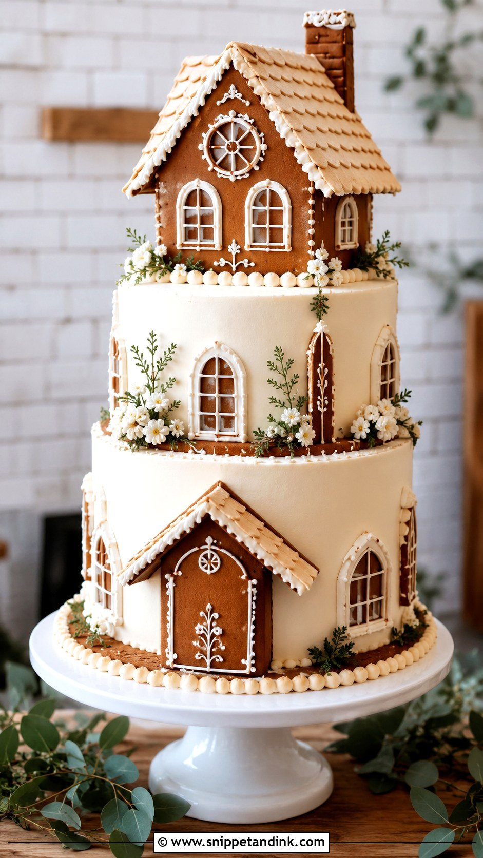Gingerbread House Wedding Cake With Cream Cheese Frosting - Snippet and Ink - 20 Gingerbread House Wedding Cake Ideas